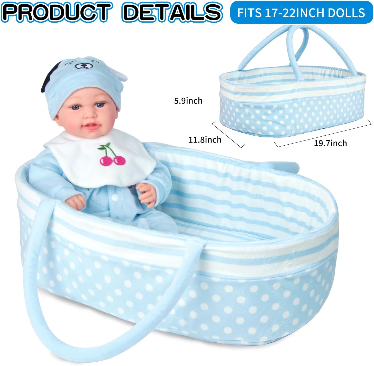 Pedolltree Reborn Baby Doll 9 Pcs Blue Puppy Outfit Set