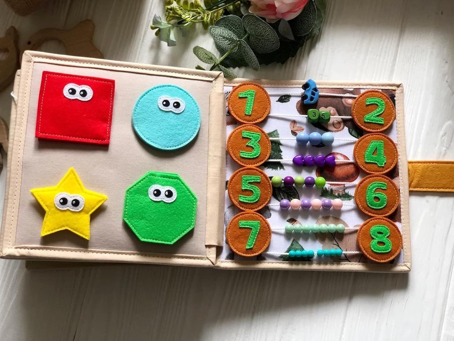 Quiet Baby Book with Fruits Vegetables Numbers Shapes