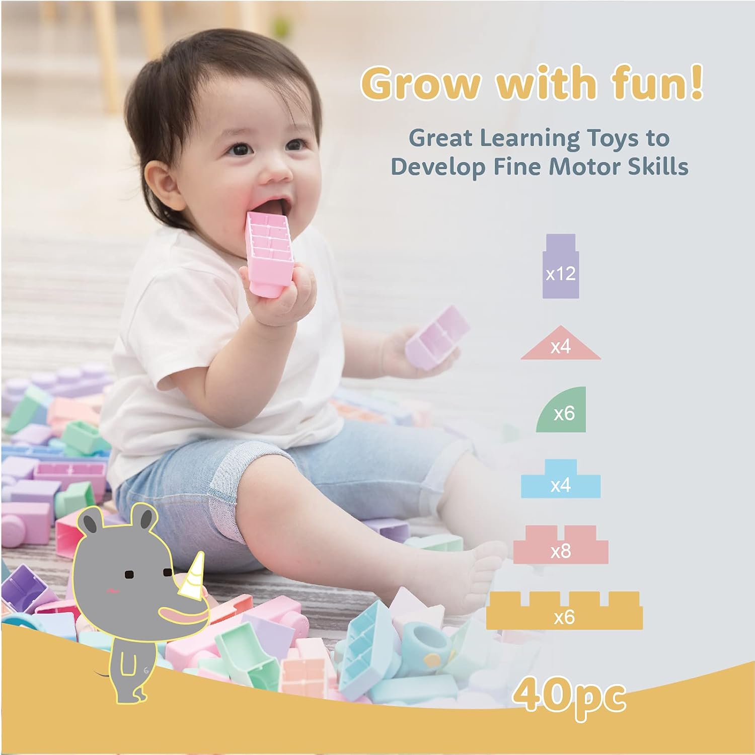 MOOMU Soft Stacking Blocks for Infants 6 Months and Up