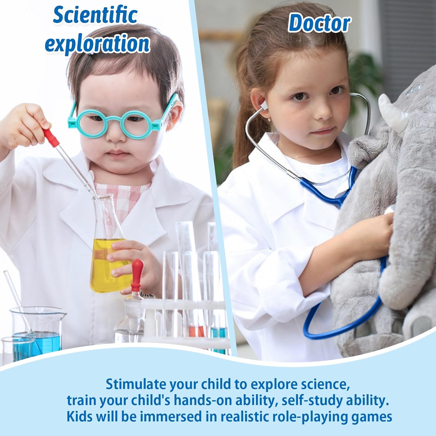 ERDOGLY Doctor Costume for Kids Toddler Lab Coat with Stethoscope