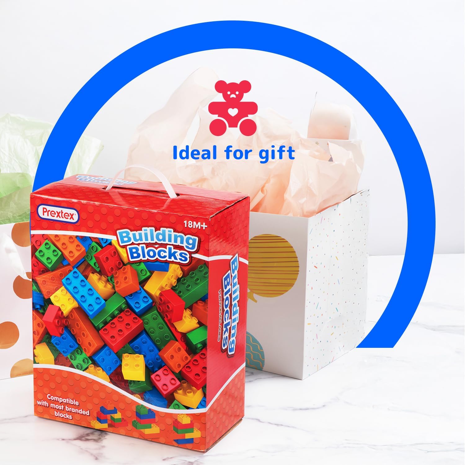 PREXTEX 100-Piece Jumbo Building Blocks Set