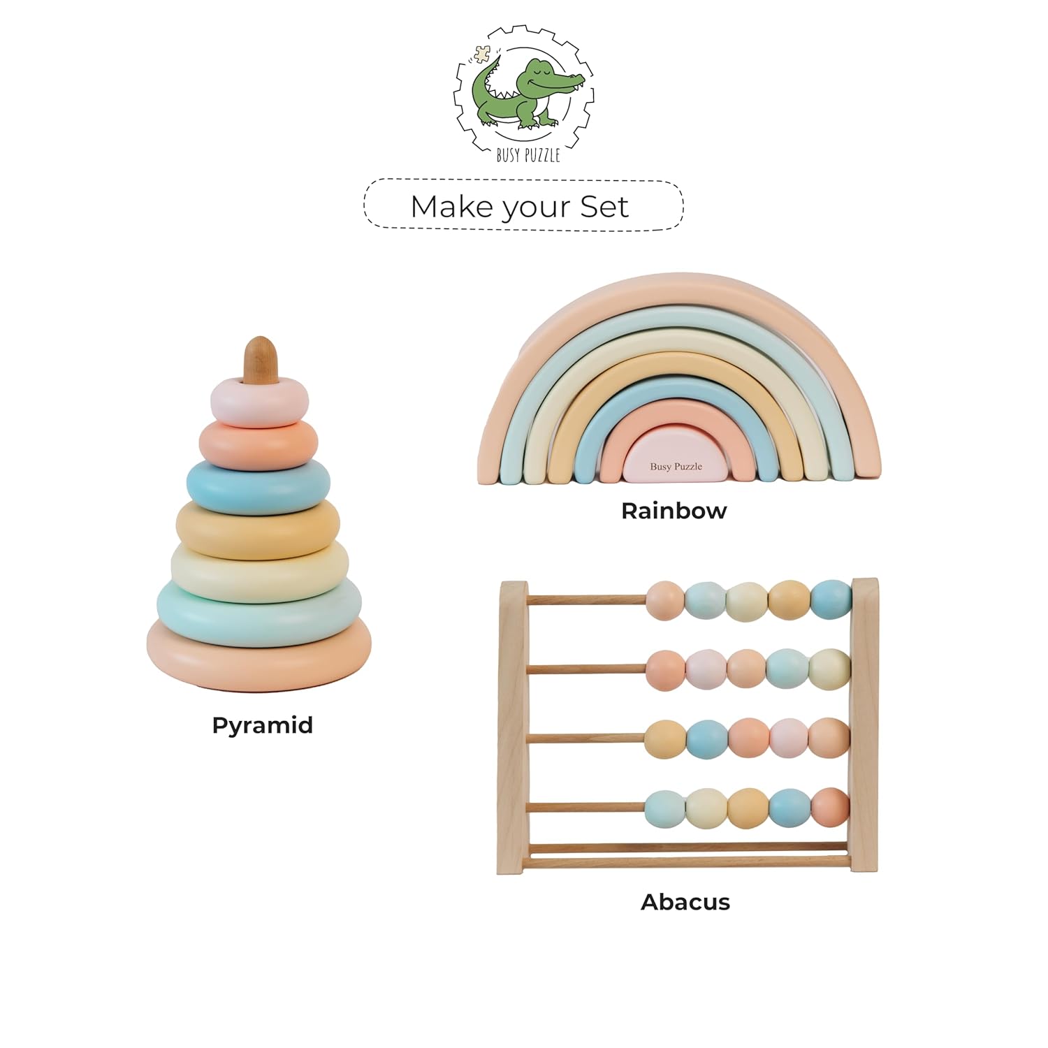 Montessori Wooden Pyramid Rainbow Stacking Toy