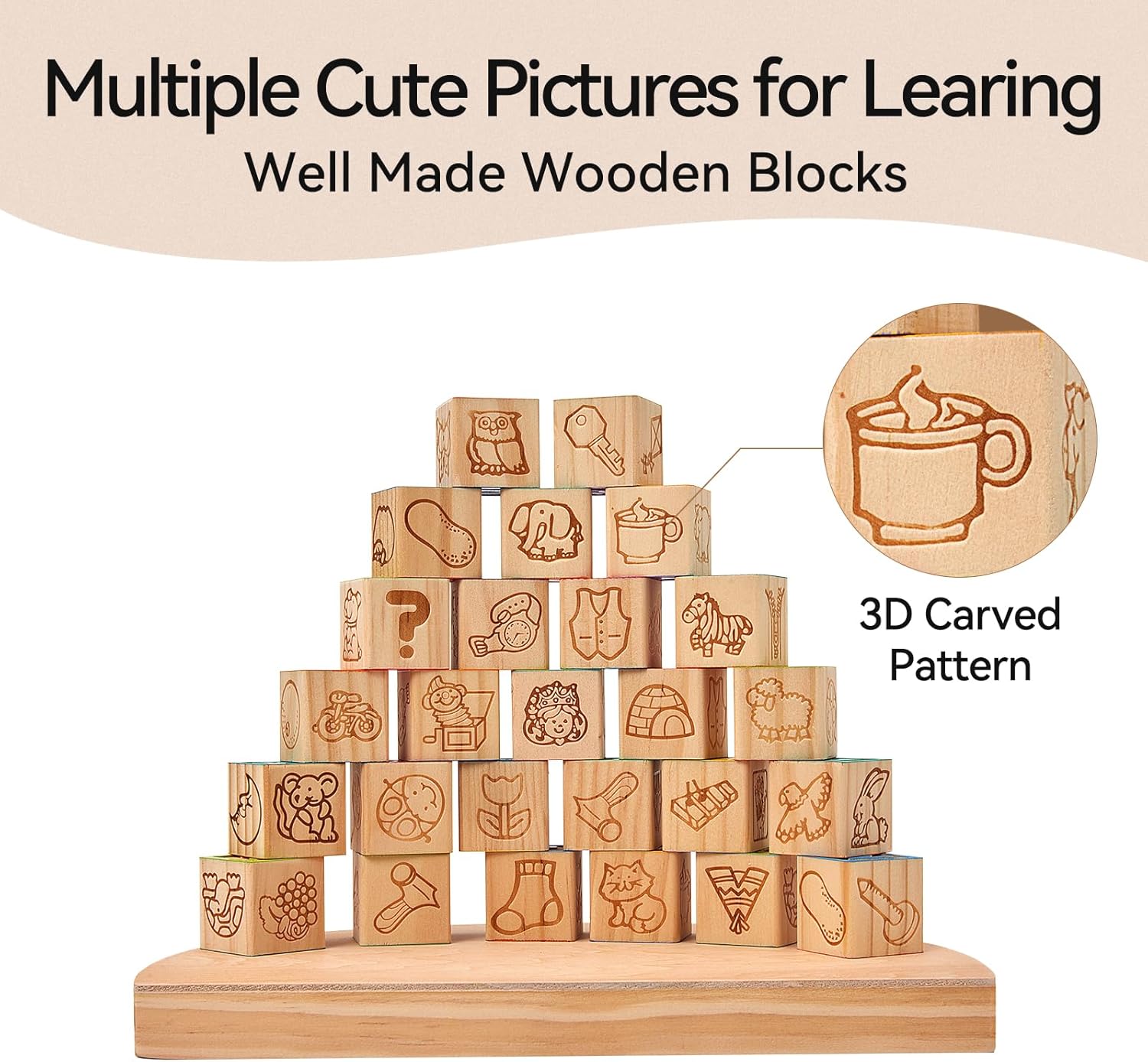 GIRAVO Rainbow ABC Wooden Stacking Blocks 26 Pcs