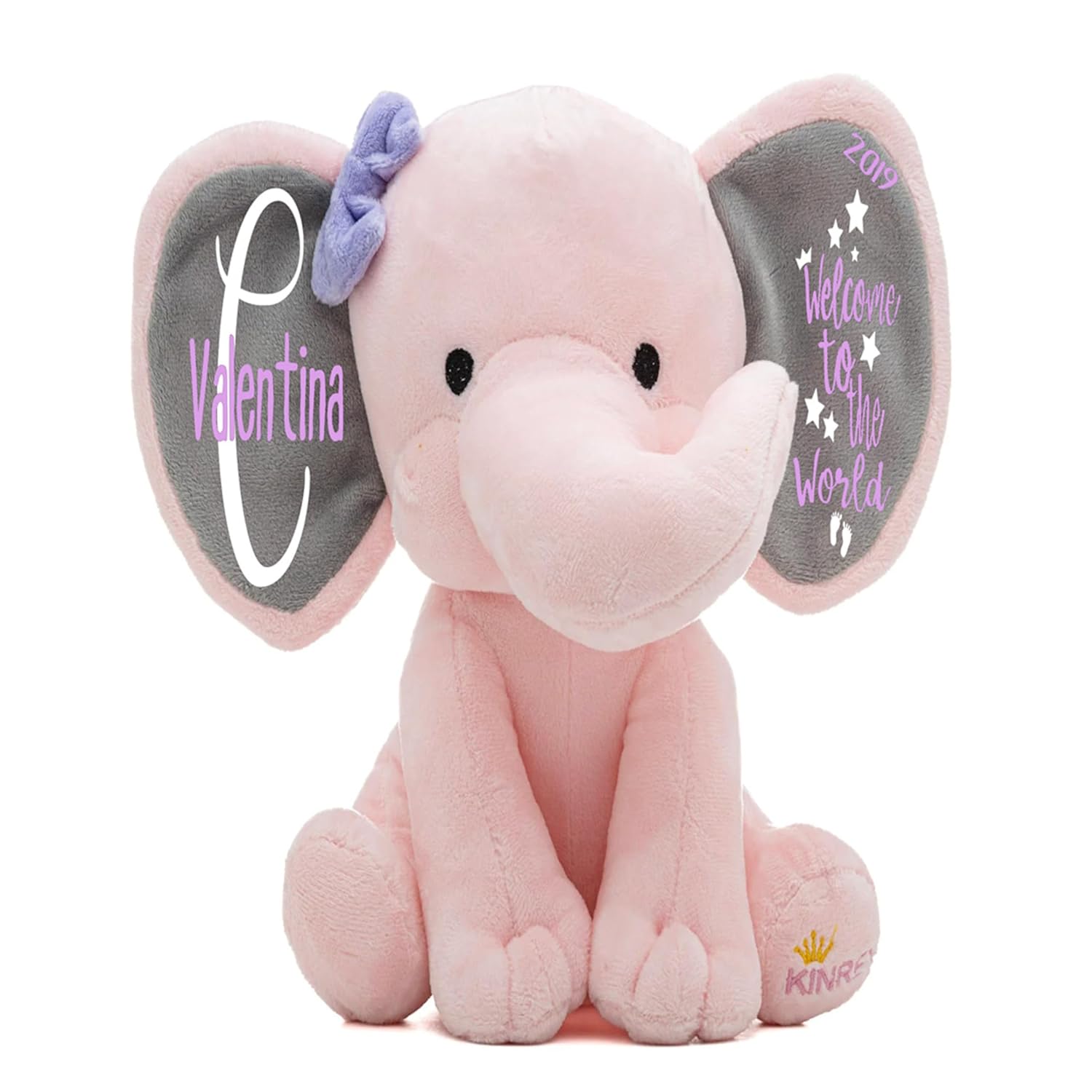 Personalized Stuffed Elephant Plush - 9 Inches Baby Keepsake