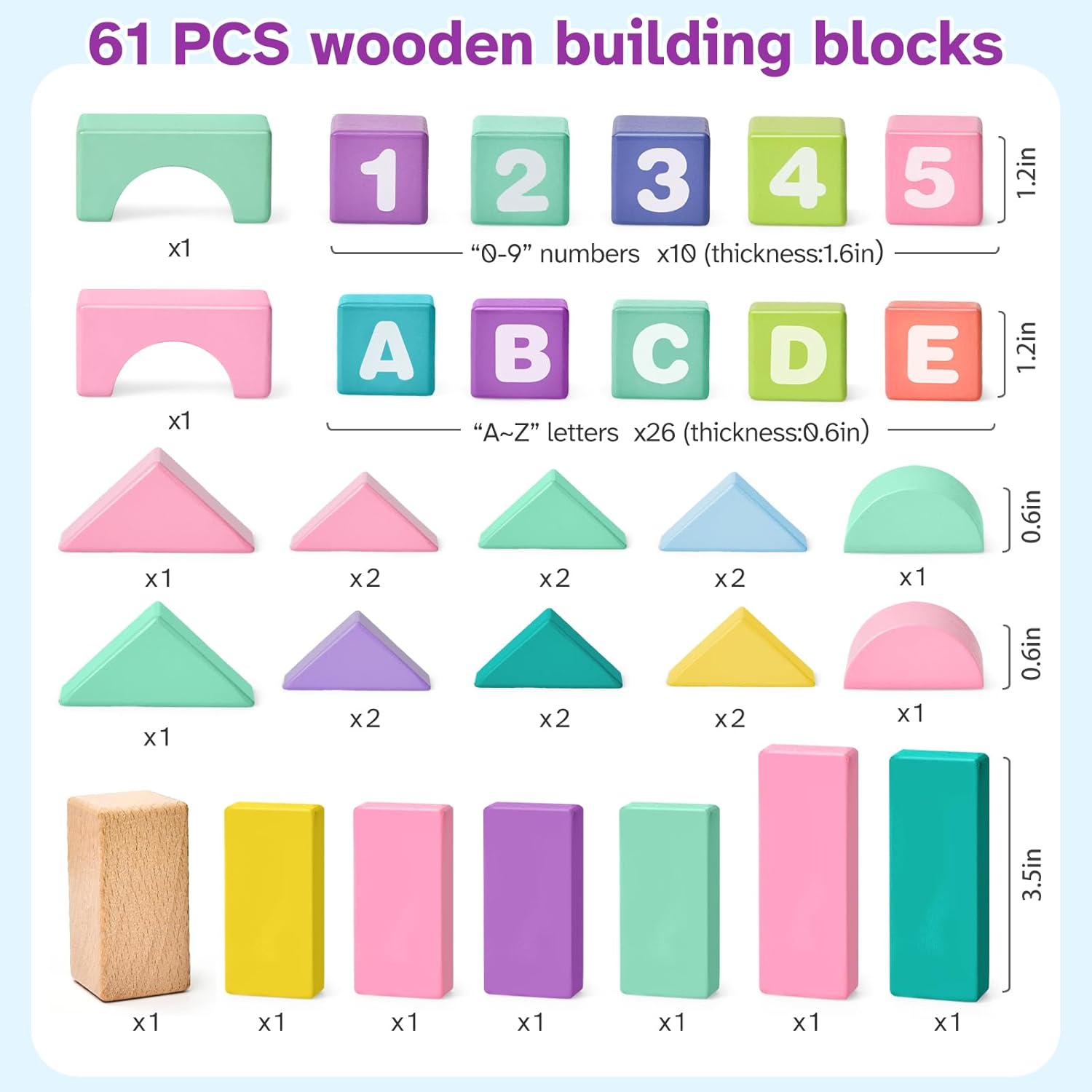 Lewo Wooden Stacking Blocks for Toddlers 1-3 Years