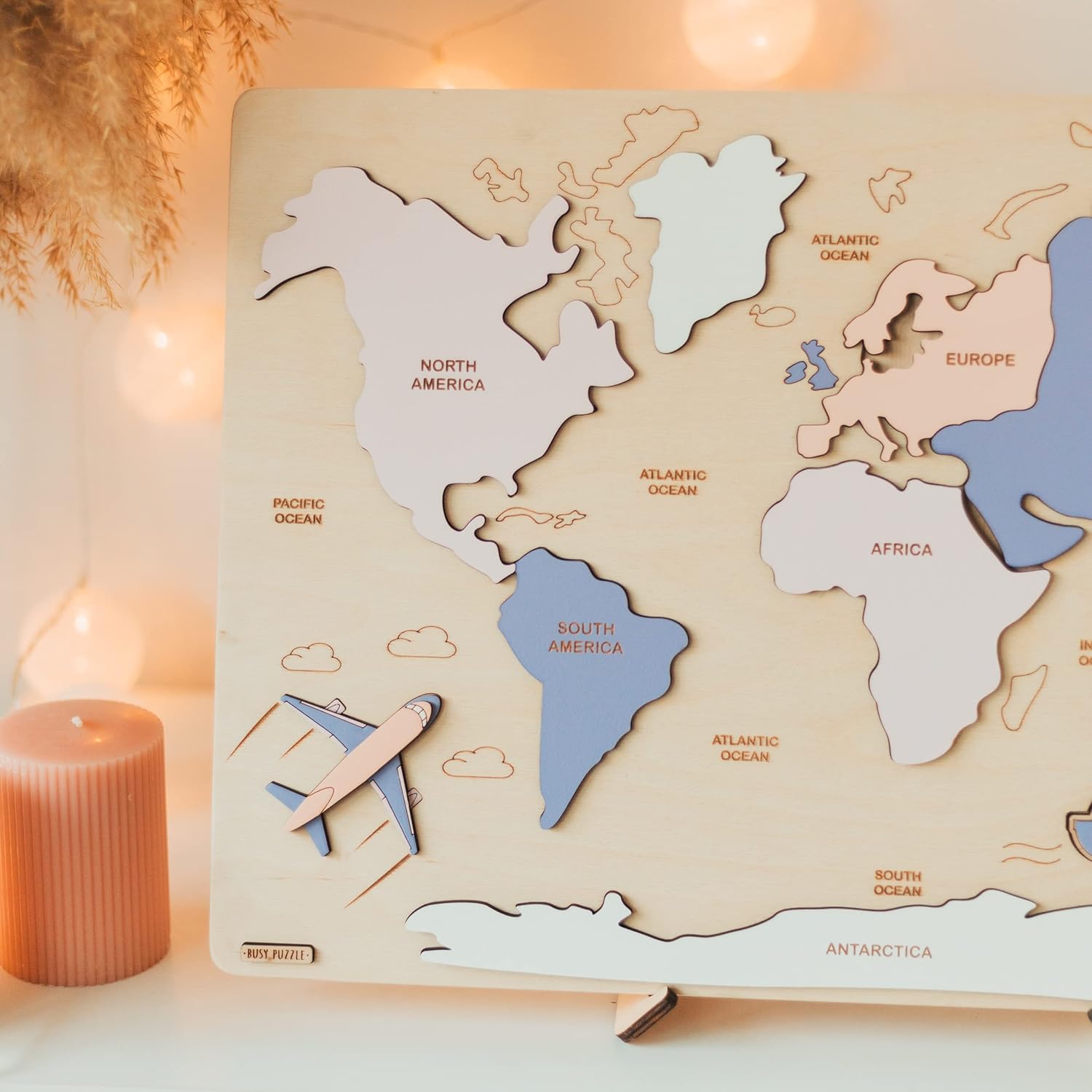 Montessori Wooden World Map Puzzle for Kids