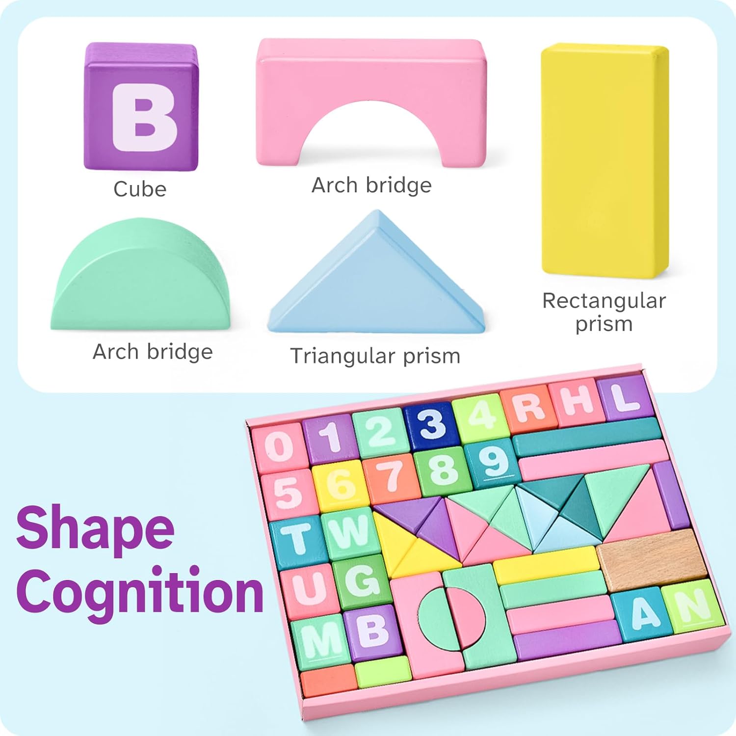 Lewo Wooden Stacking Blocks for Toddlers 1-3 Years