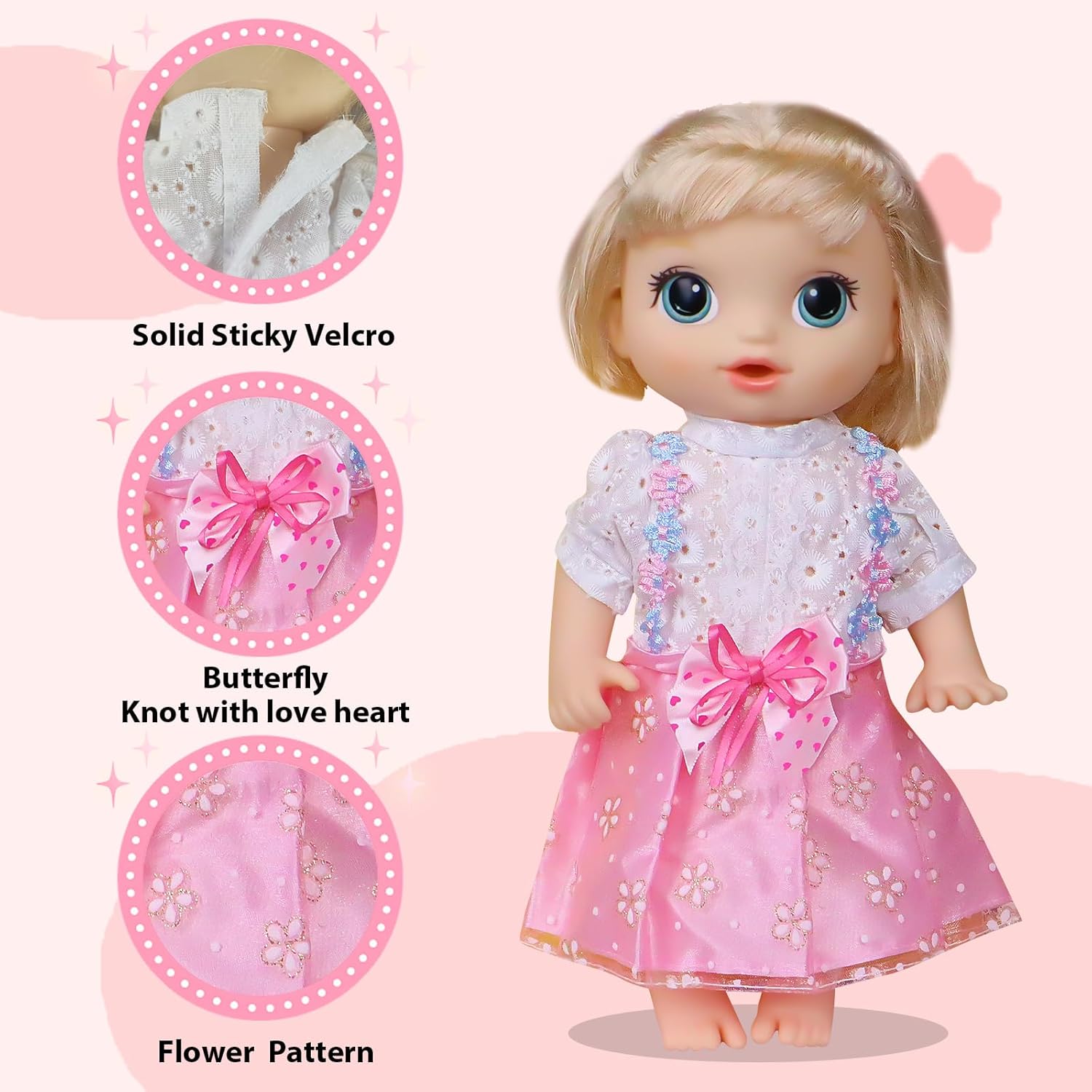 ARTST 12 Inch Baby Doll Clothes 6 Sets with 5 Hats