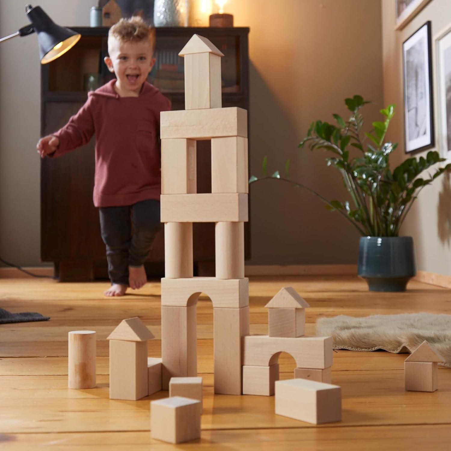 HABA 60 Piece Wooden Building Blocks for Ages 1-8
