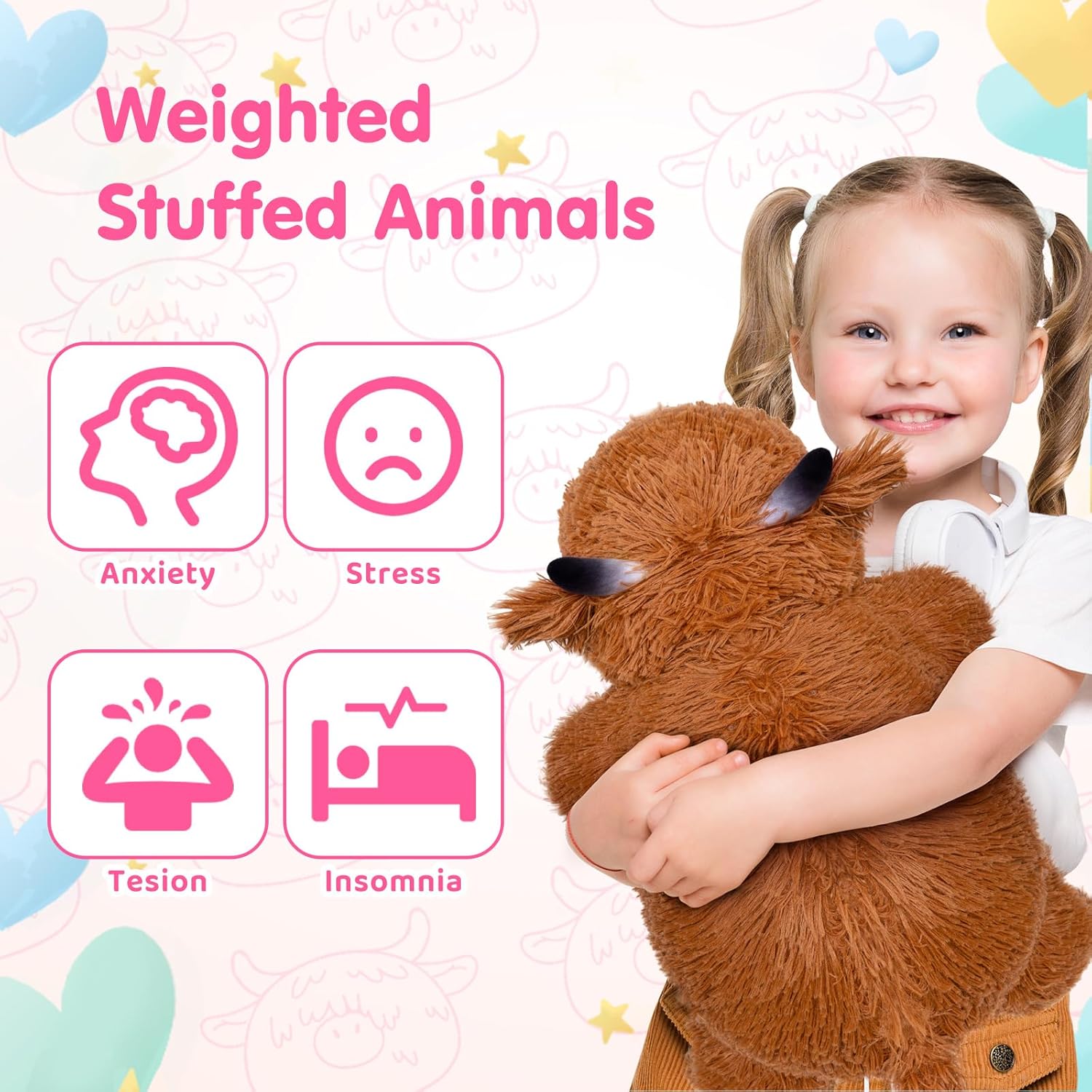 Mewaii Weighted Highland Cow Plush 40 Lbs 23 Inch 1