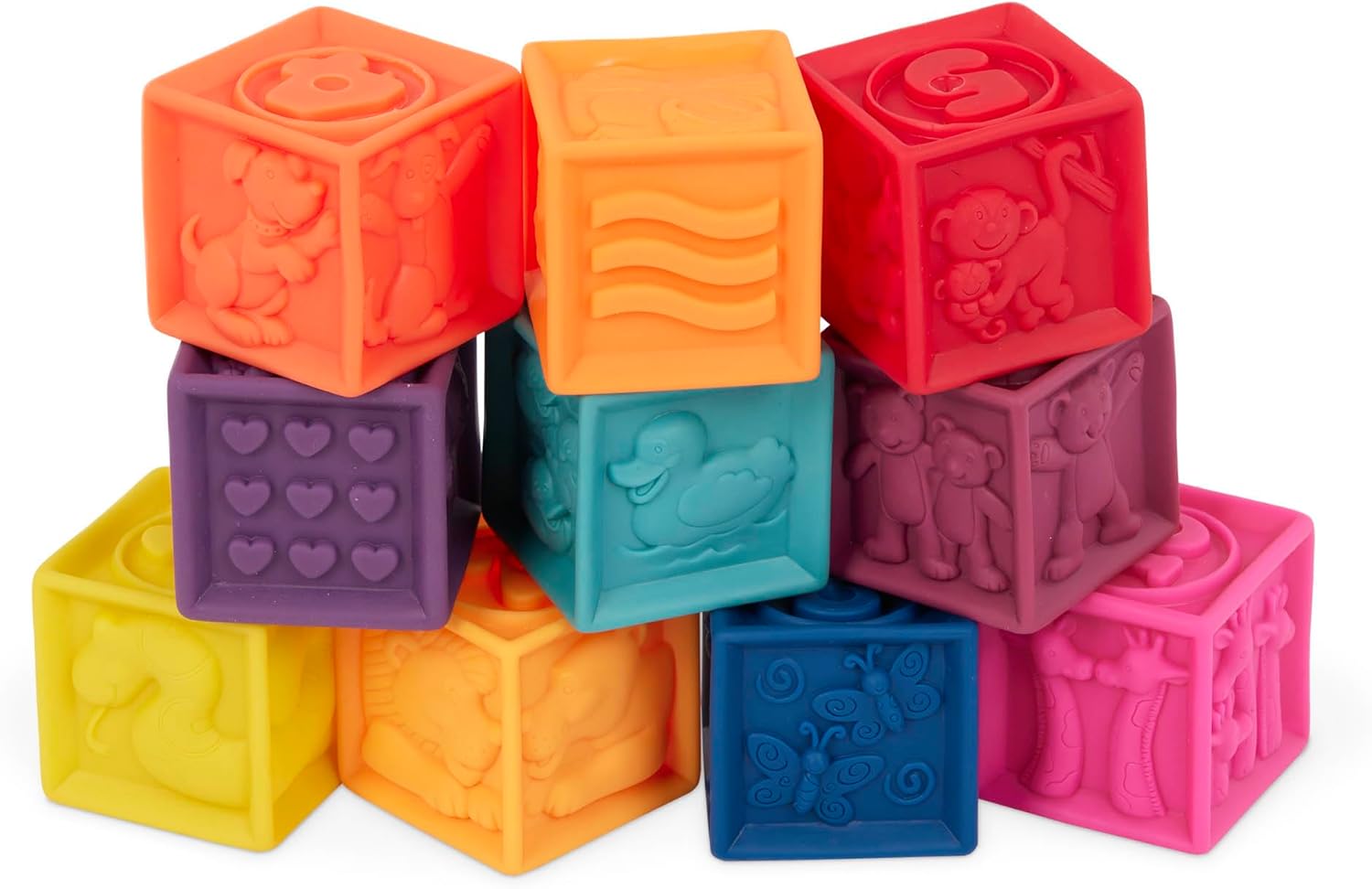 B toys Baby Blocks 10 Educational Stacking Toys for 6 Months