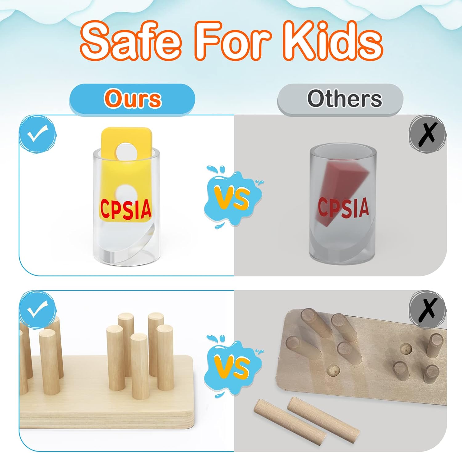 PEBIRA Montessori Wooden Sorting Stacking Toy Set
