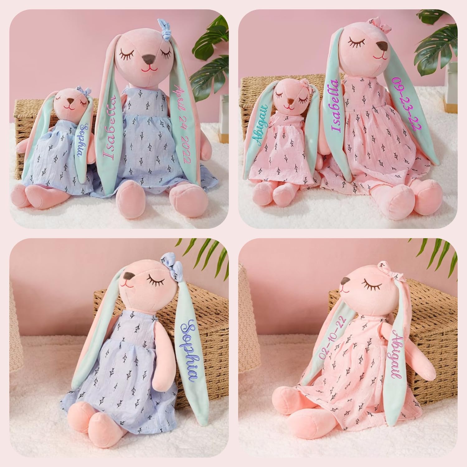 Personalized Blue Bunny Doll with Long Ears