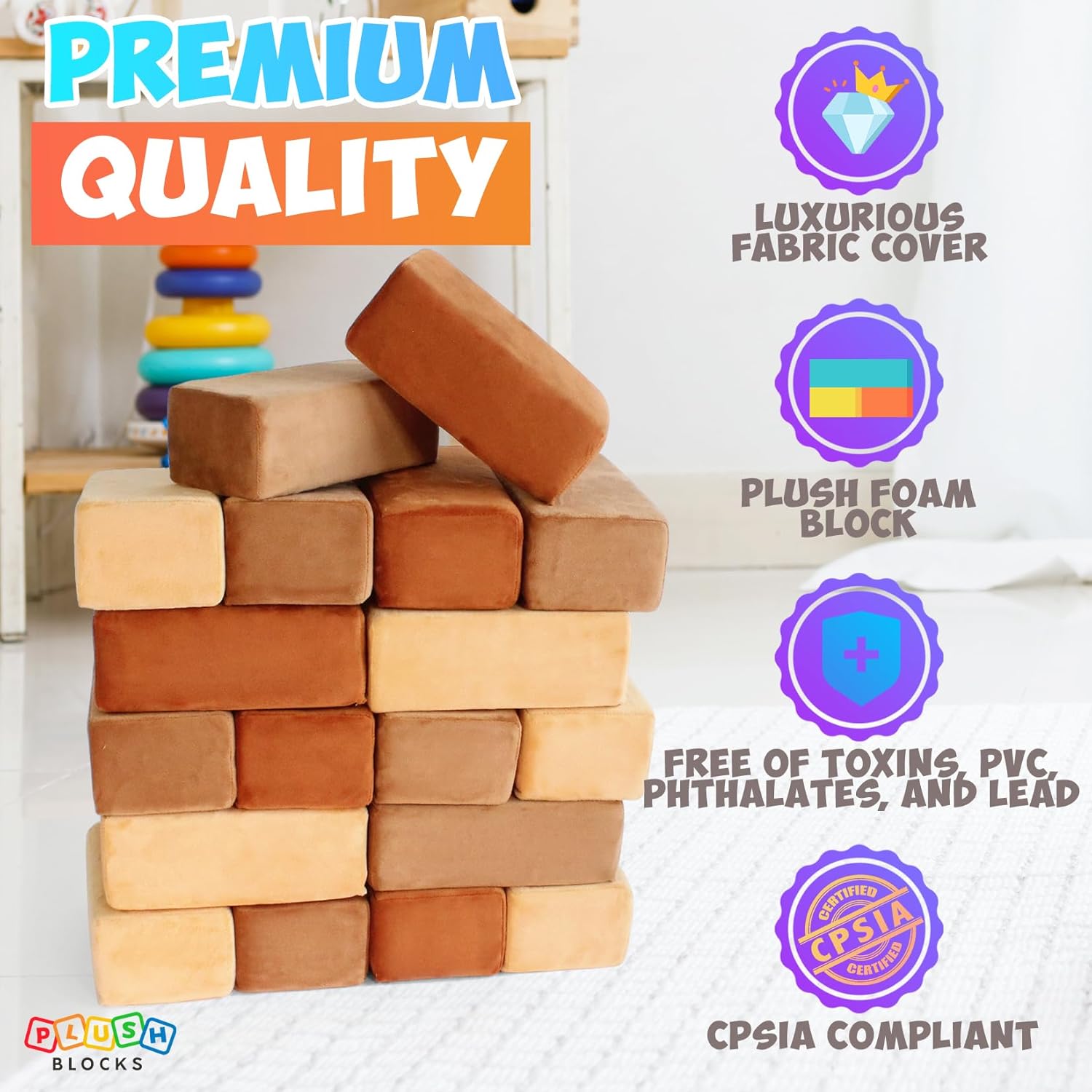 Plush Blocks Desert Set of 24 - Safe Foam Blocks for Kids