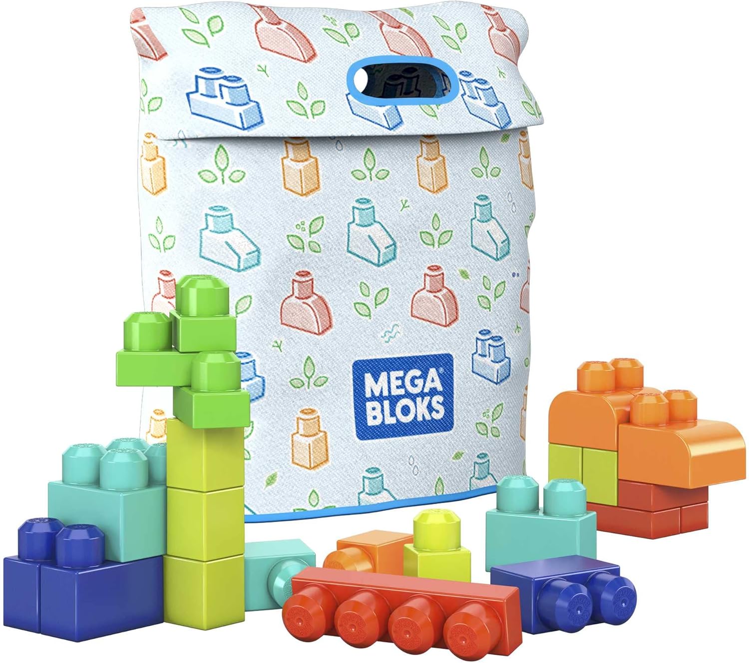 Fisher-Price Toddler Blocks Set with 60 Plant-Based Pieces Blue Ages 1