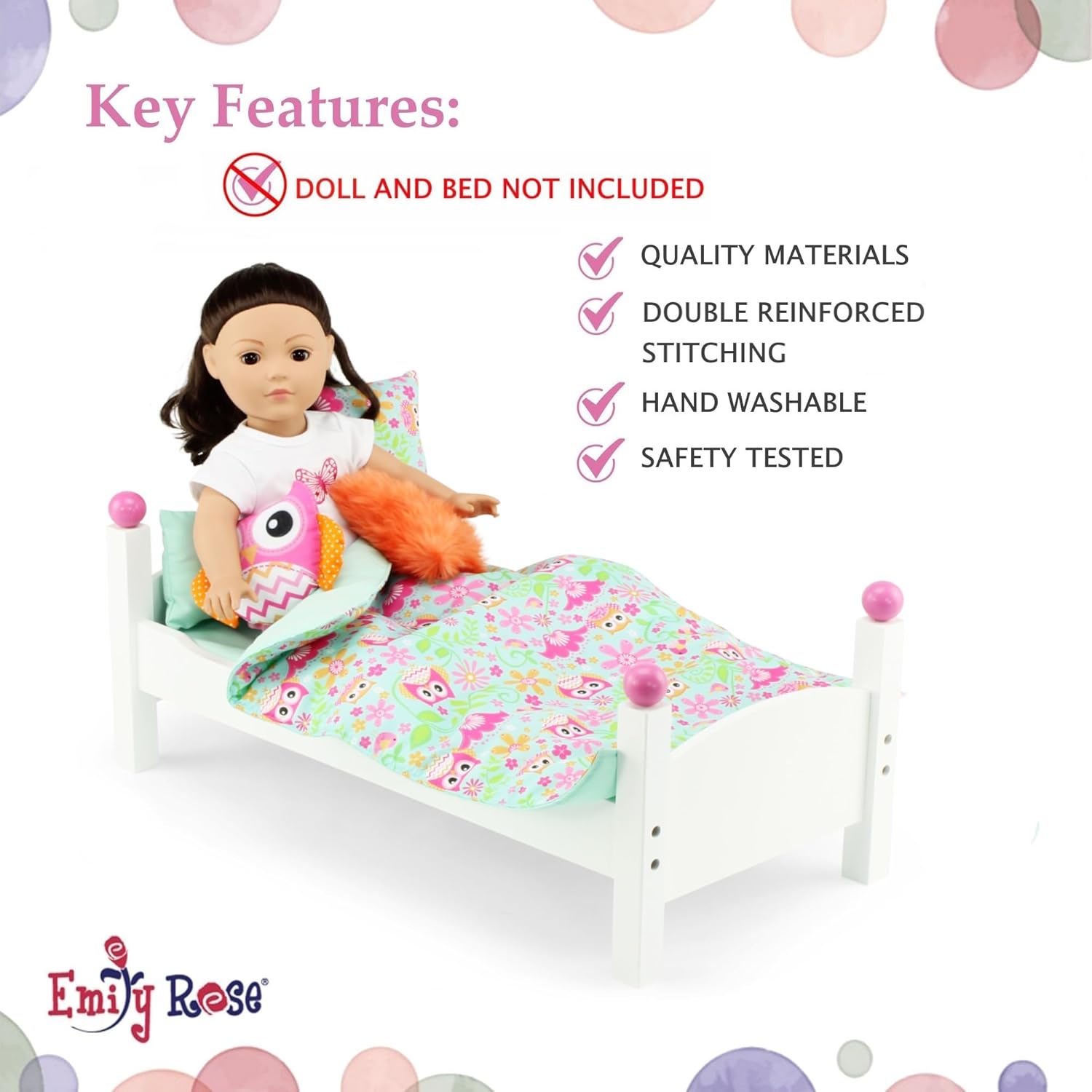 Emily Rose 18-Inch Reversible Owl Bedding Gift Set