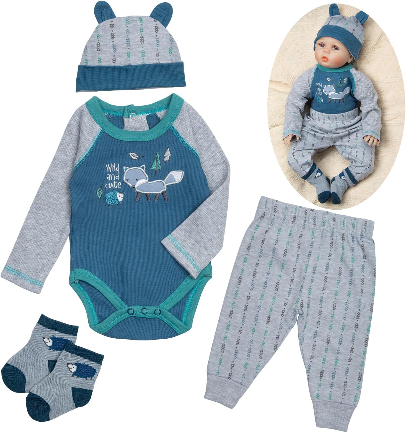 Pedolltree Reborn Baby Doll Clothes 4 Pcs Set