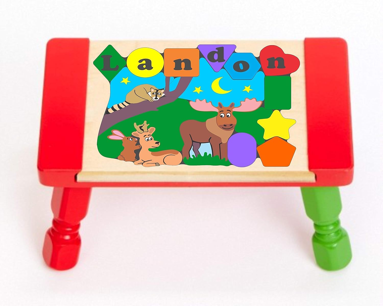 Personalized Name Forest Animals Puzzle Stool