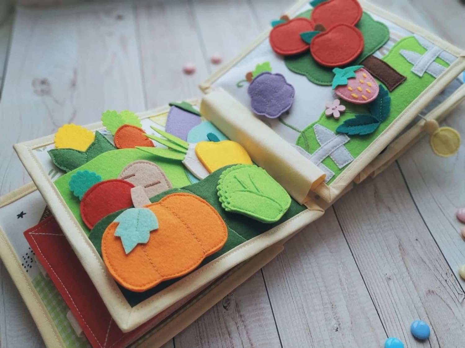 Handmade Animals Quiet Baby Book with Felt Puppets