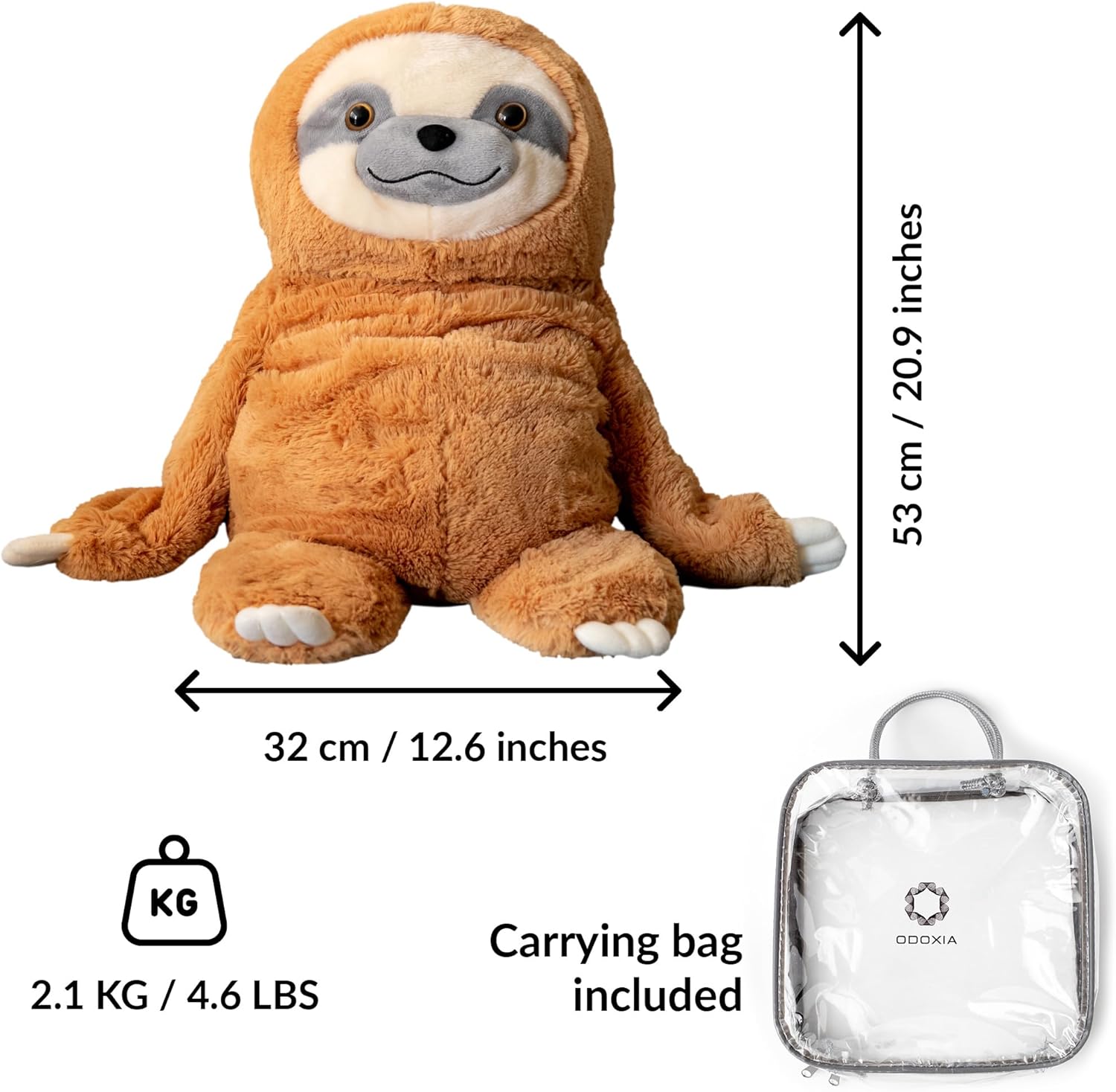 ODOXIA Weighted Stuffed Sloth for Anxiety Relief 5 Lbs