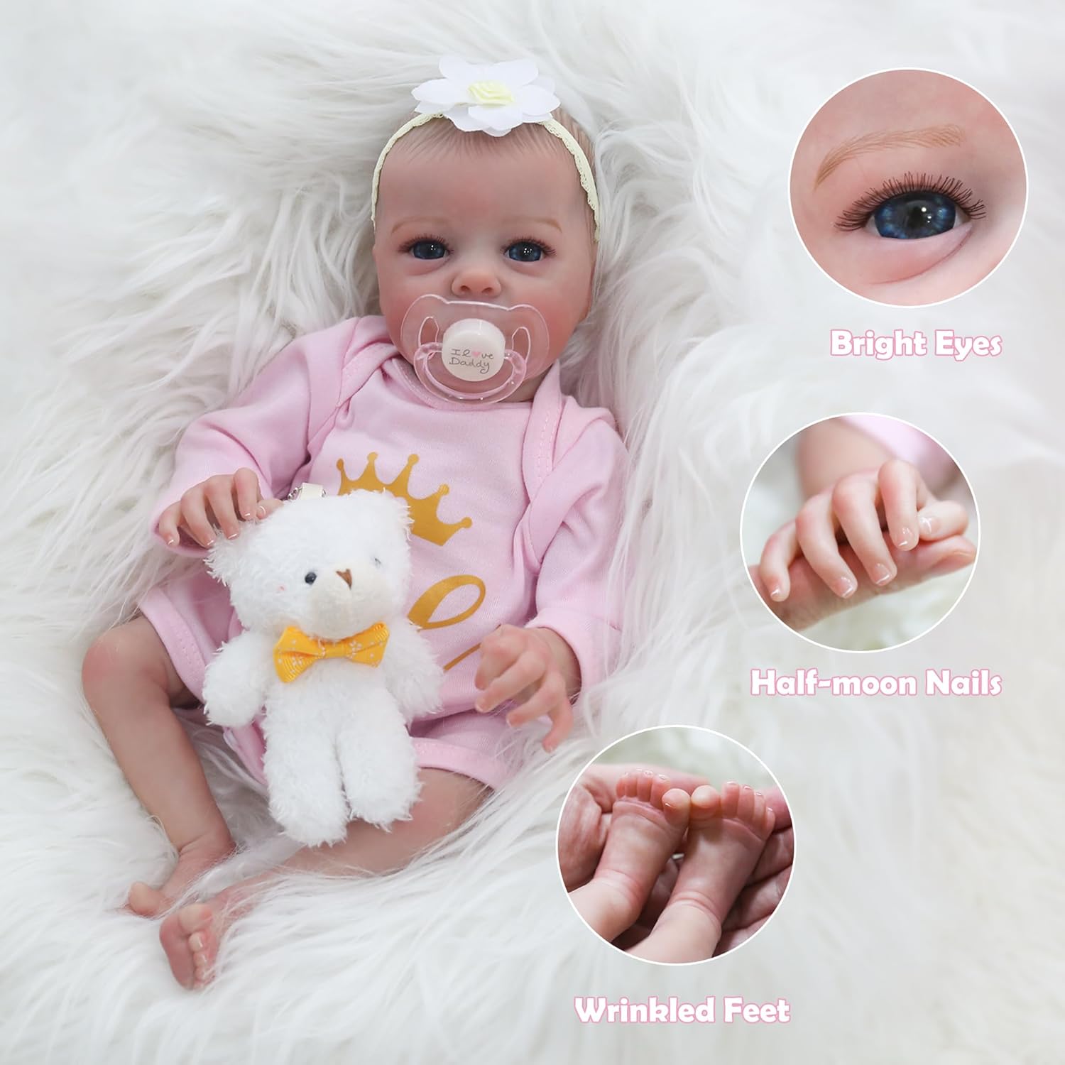 WOOROY Realistic 16 Inch Newborn Baby Doll Girl