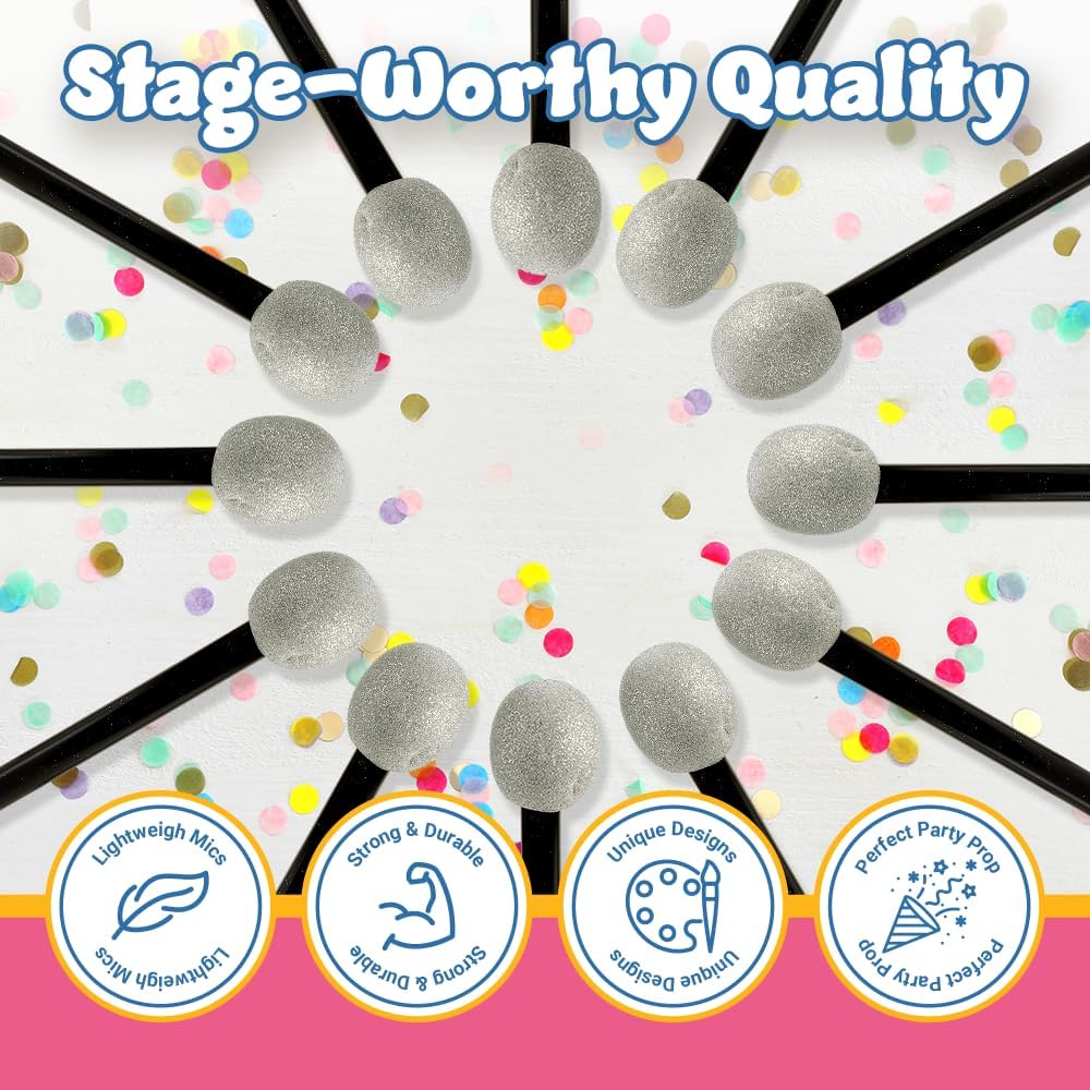 Playbees 12-Piece Glittered Fake Microphone for Kids