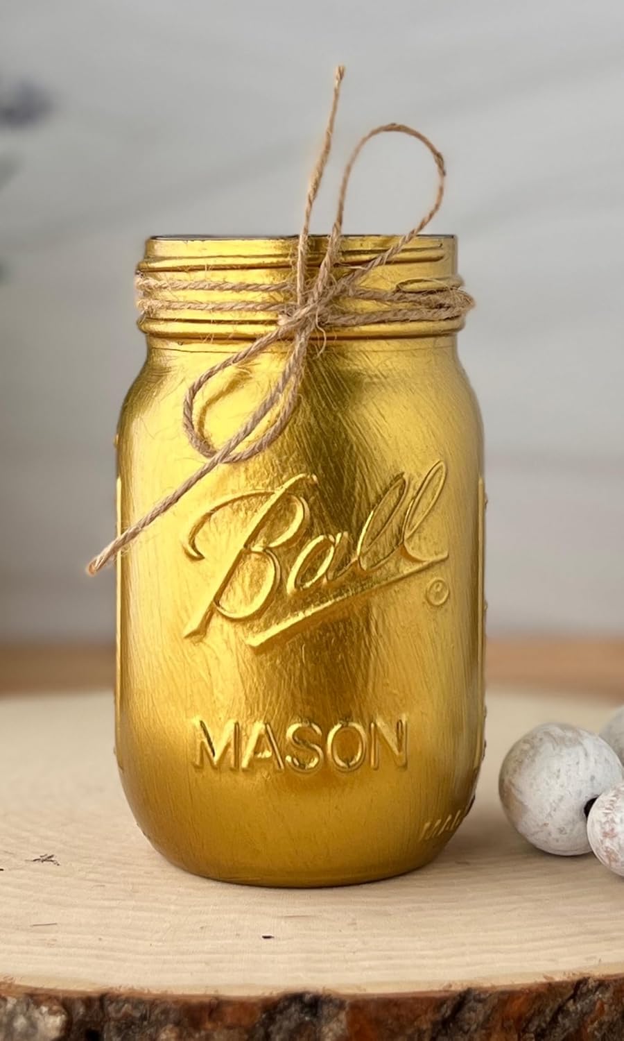 Gold Painted Mason Jar Centerpiece Decor