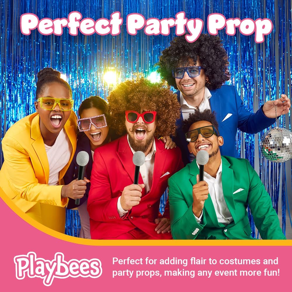Playbees 12-Piece Glittered Fake Microphone for Kids
