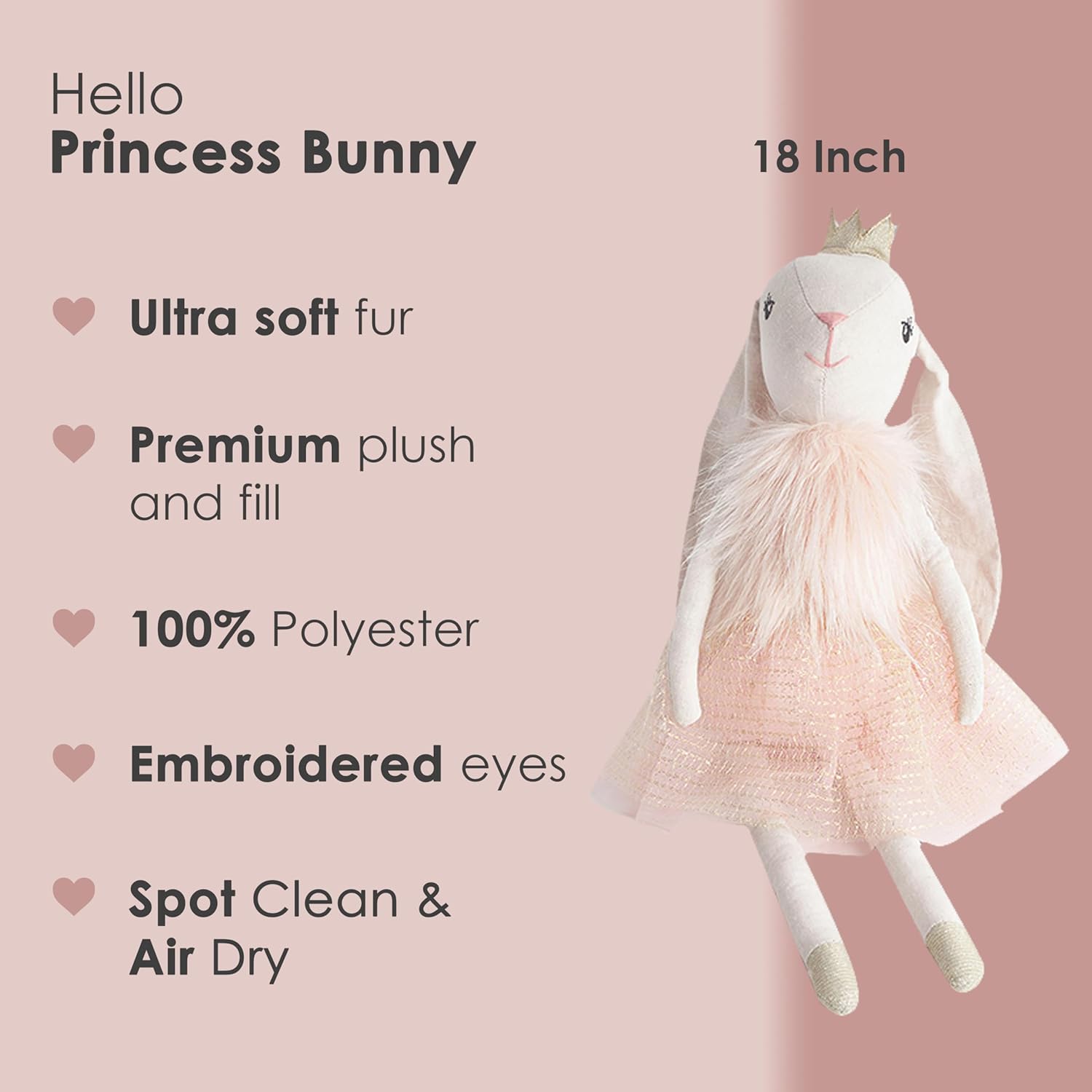 Mon Ami Princess Bunny Plush Doll 18 - Soft Cuddly