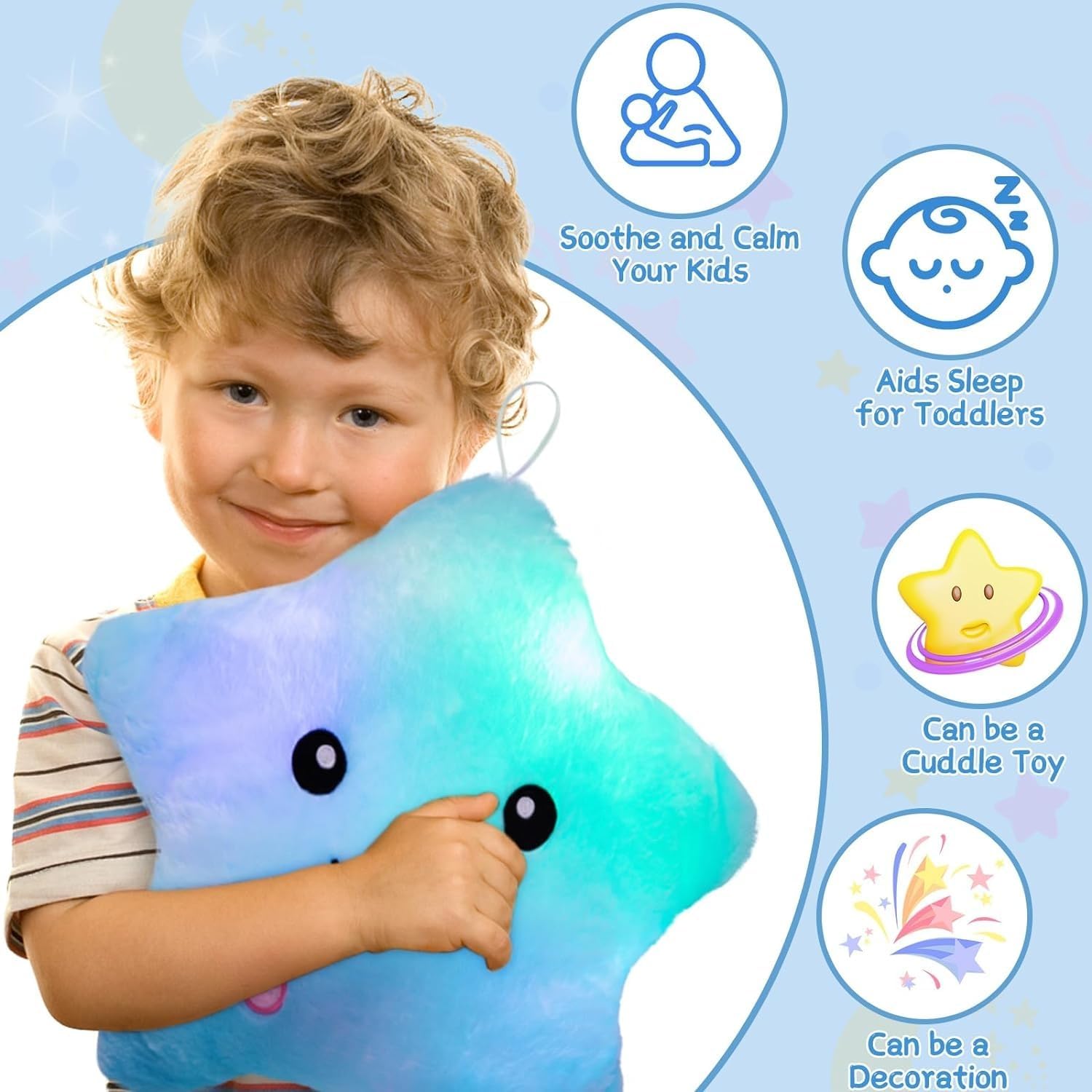 Subao Twinkle Star Plush Pillow Light Up Toy for Kids with Autism