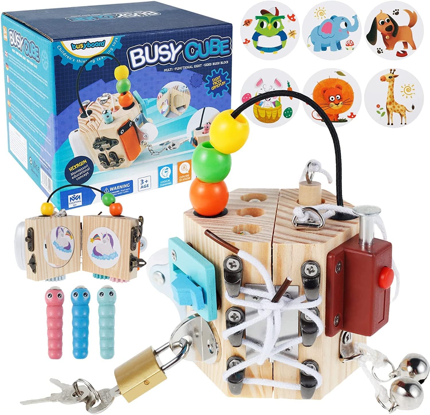 PORLPOEK Busy Cube for Kids 14 in 1 Travel Toy
