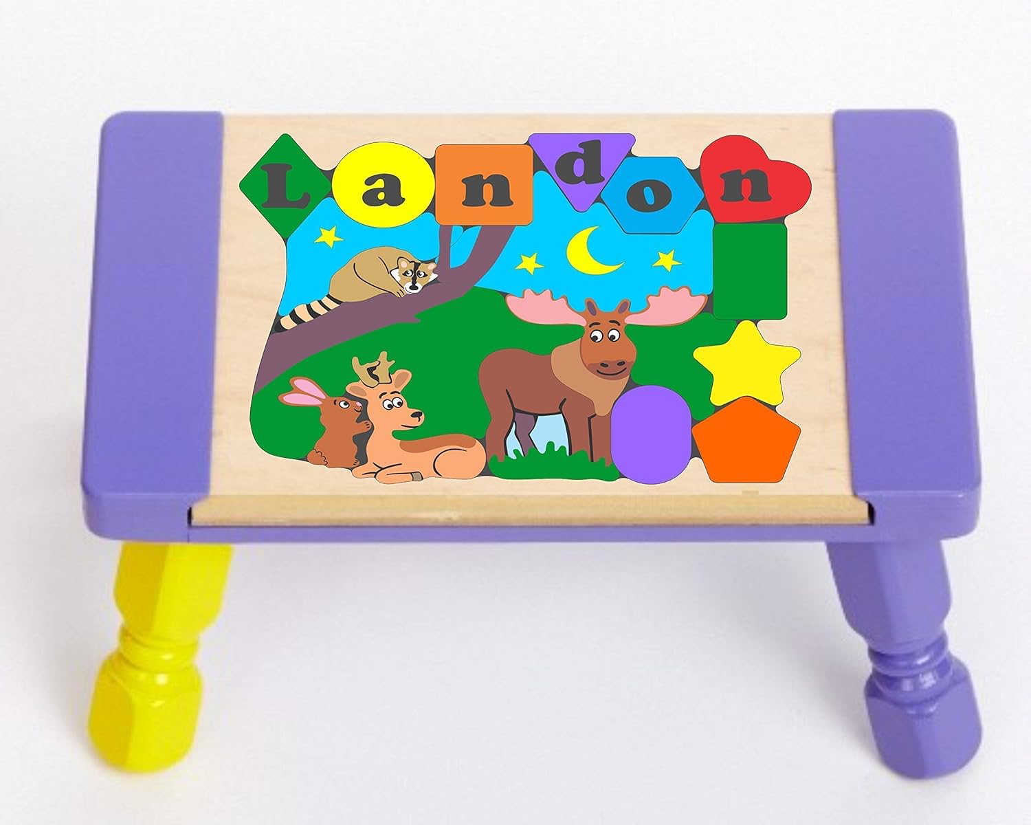 Personalized Name Forest Animals Puzzle Stool