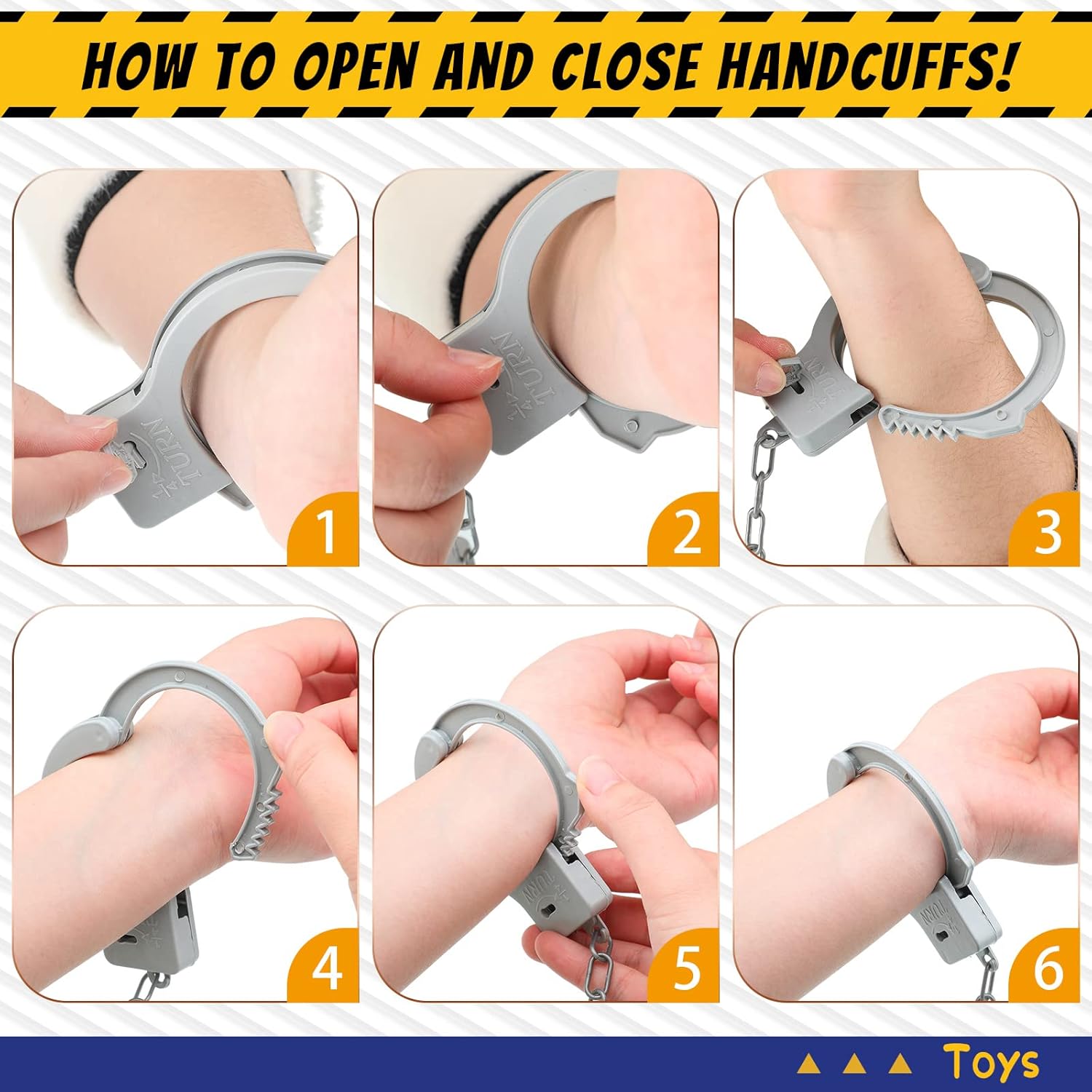 Junkin Plastic Handcuffs Toy with Safety Keys 50 Sets