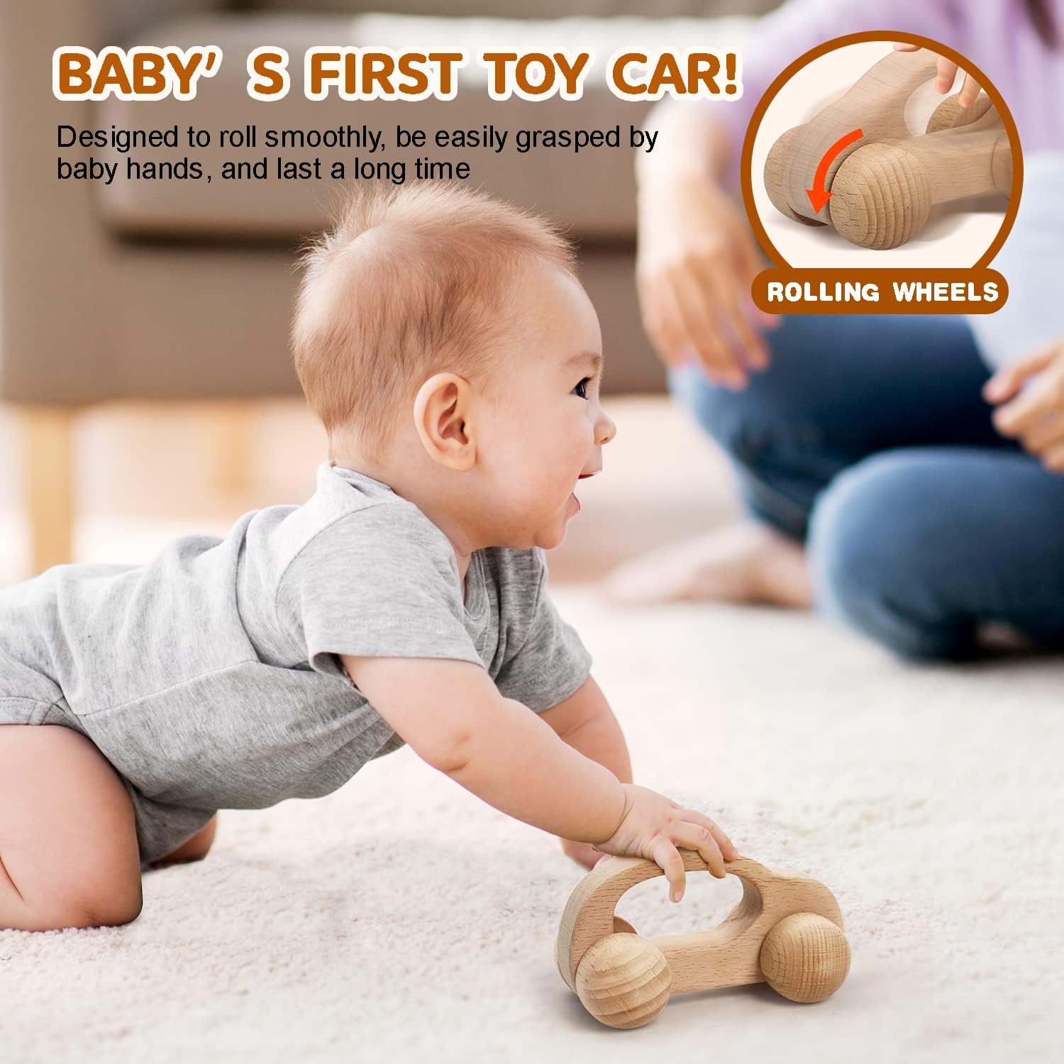 TOY Life Wooden Toy Car for Babies 0-12 Months