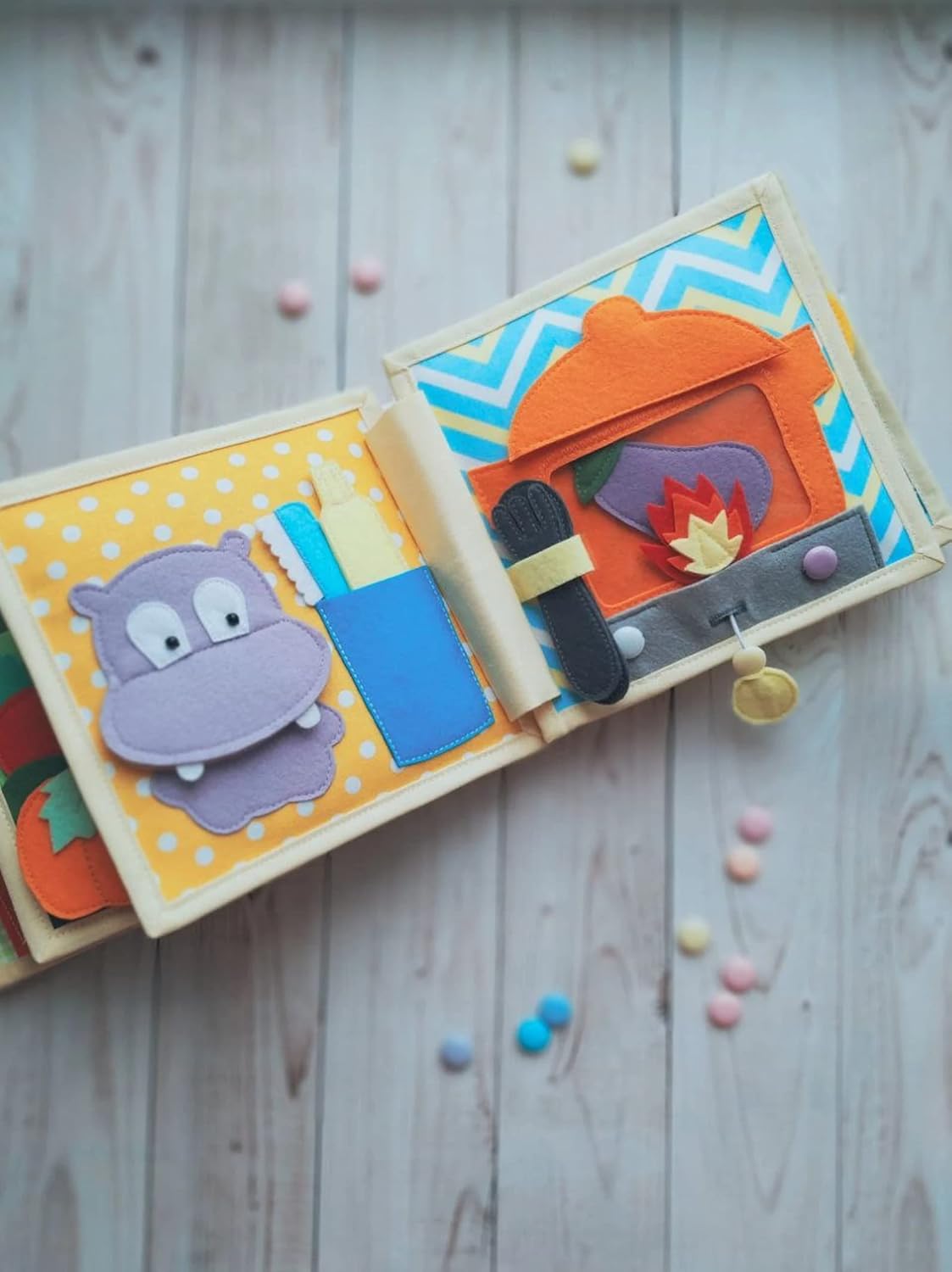 Handmade Animals Quiet Baby Book with Felt Puppets