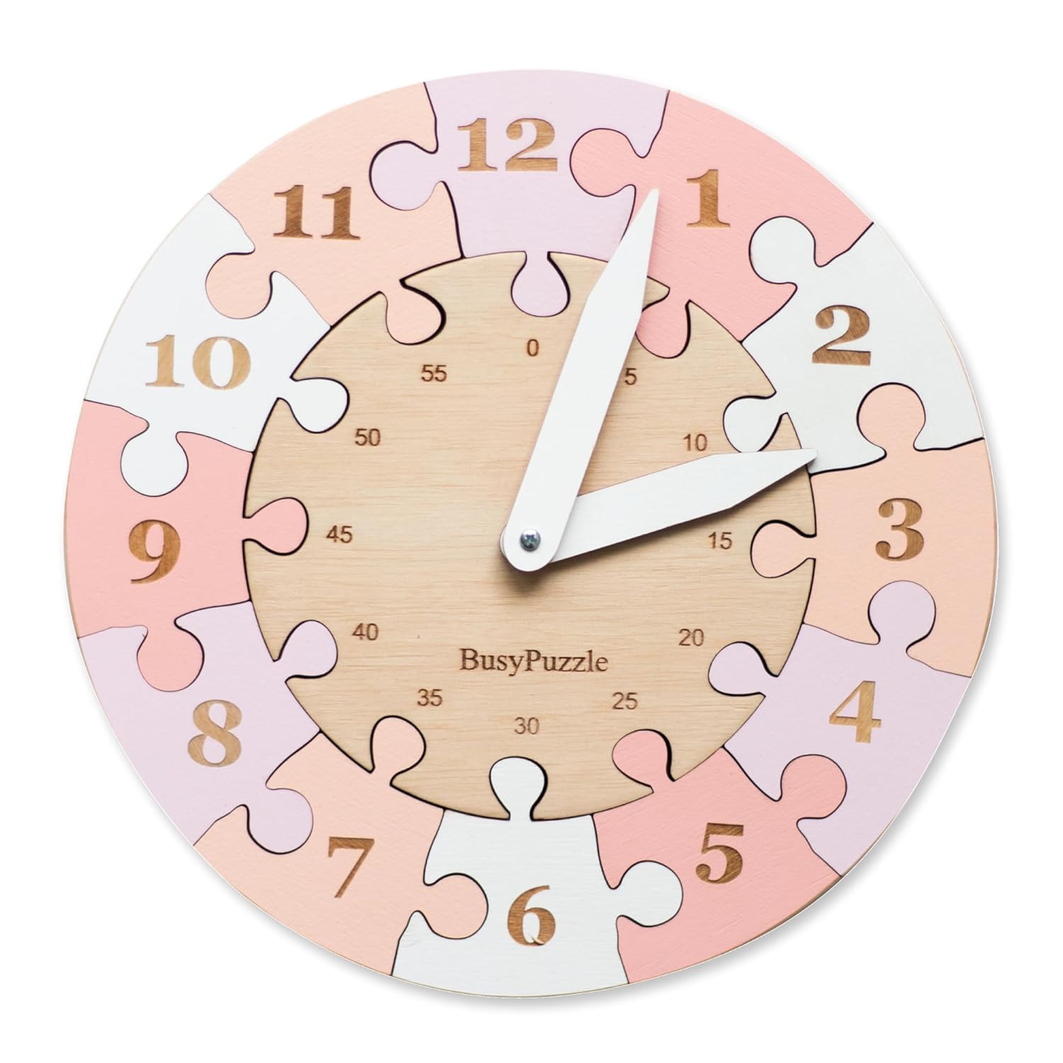 Wooden Montessori Clock Puzzle with Rainbow Colors
