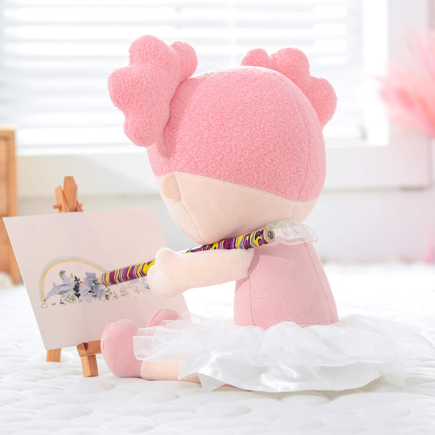 Gloveleya 15 Inch Plush Candy Girl Pink Stuffed Doll with Gift Bag