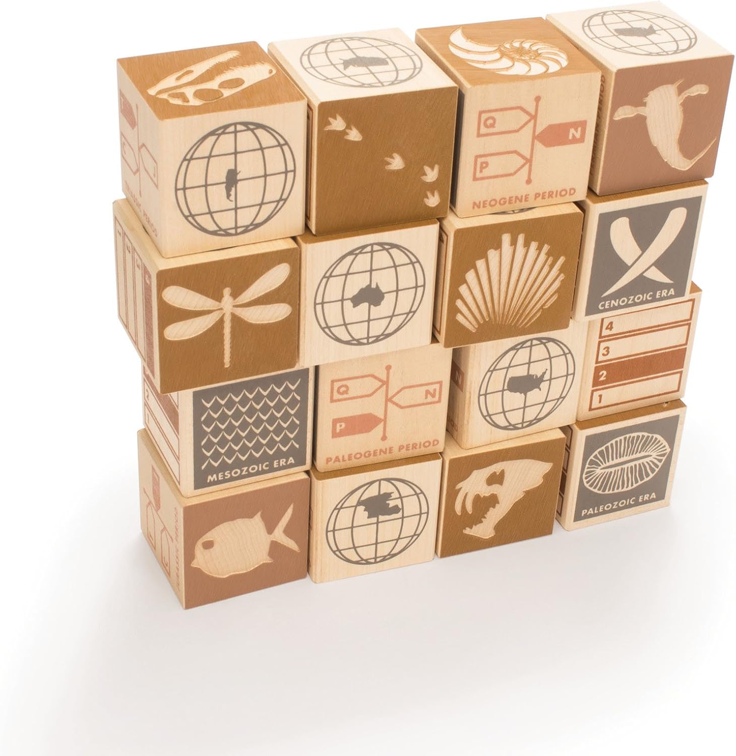 Uncle Goose Fossil Blocks - USA Made 175 Inch Cubes