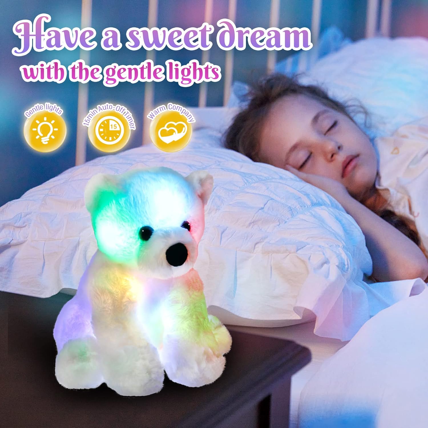 BSTAOFY Glow Polar Bear LED Night Light Toy