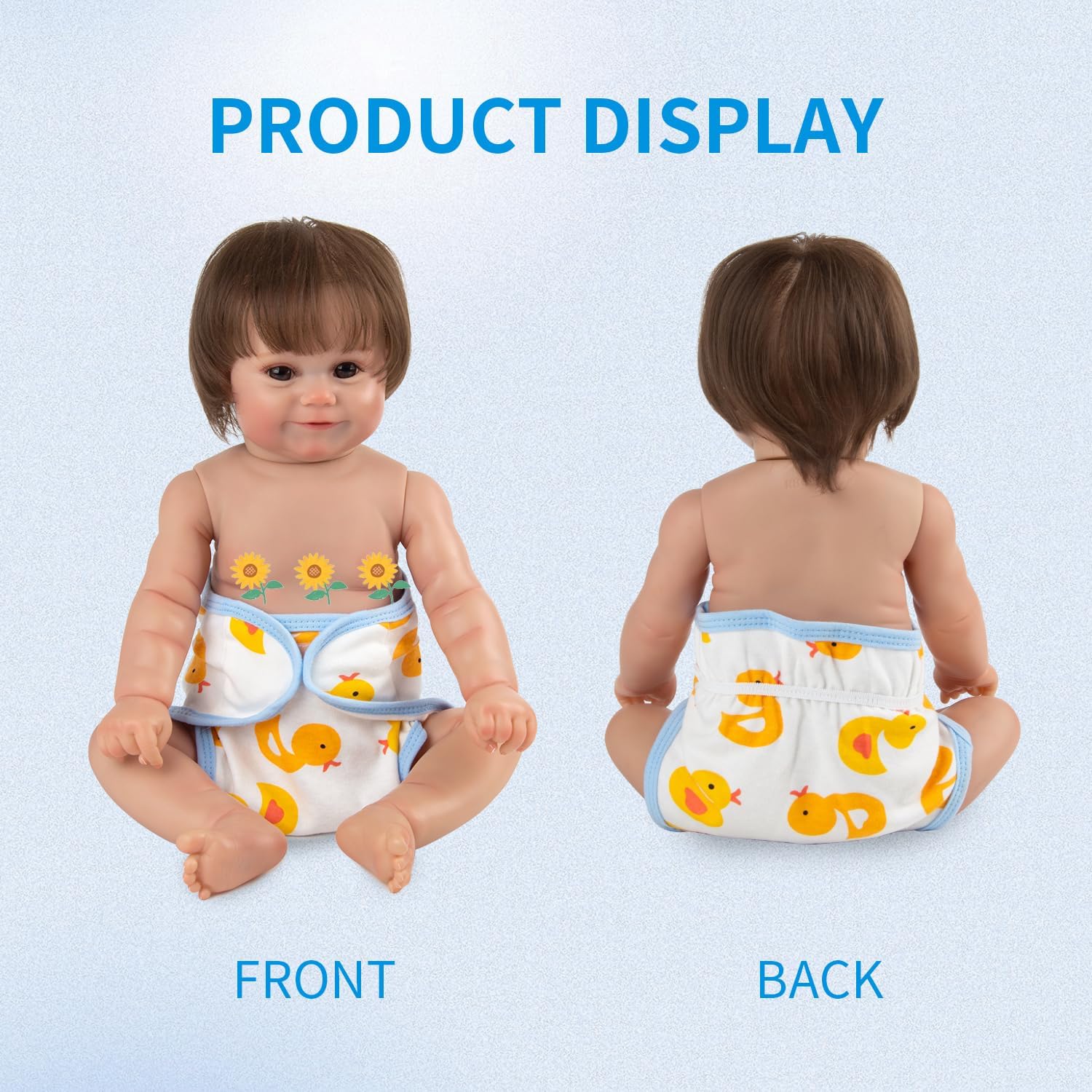 Pedolltree Reborn Baby Doll Diapers 4 PCS Yellow Duck Set