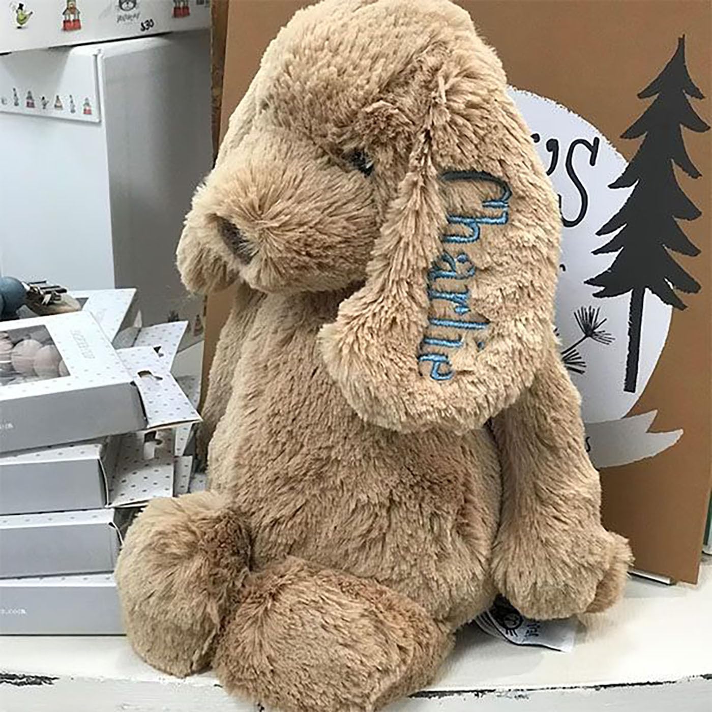 Personalized Embroidered Plush Dog Toy with Babys Name