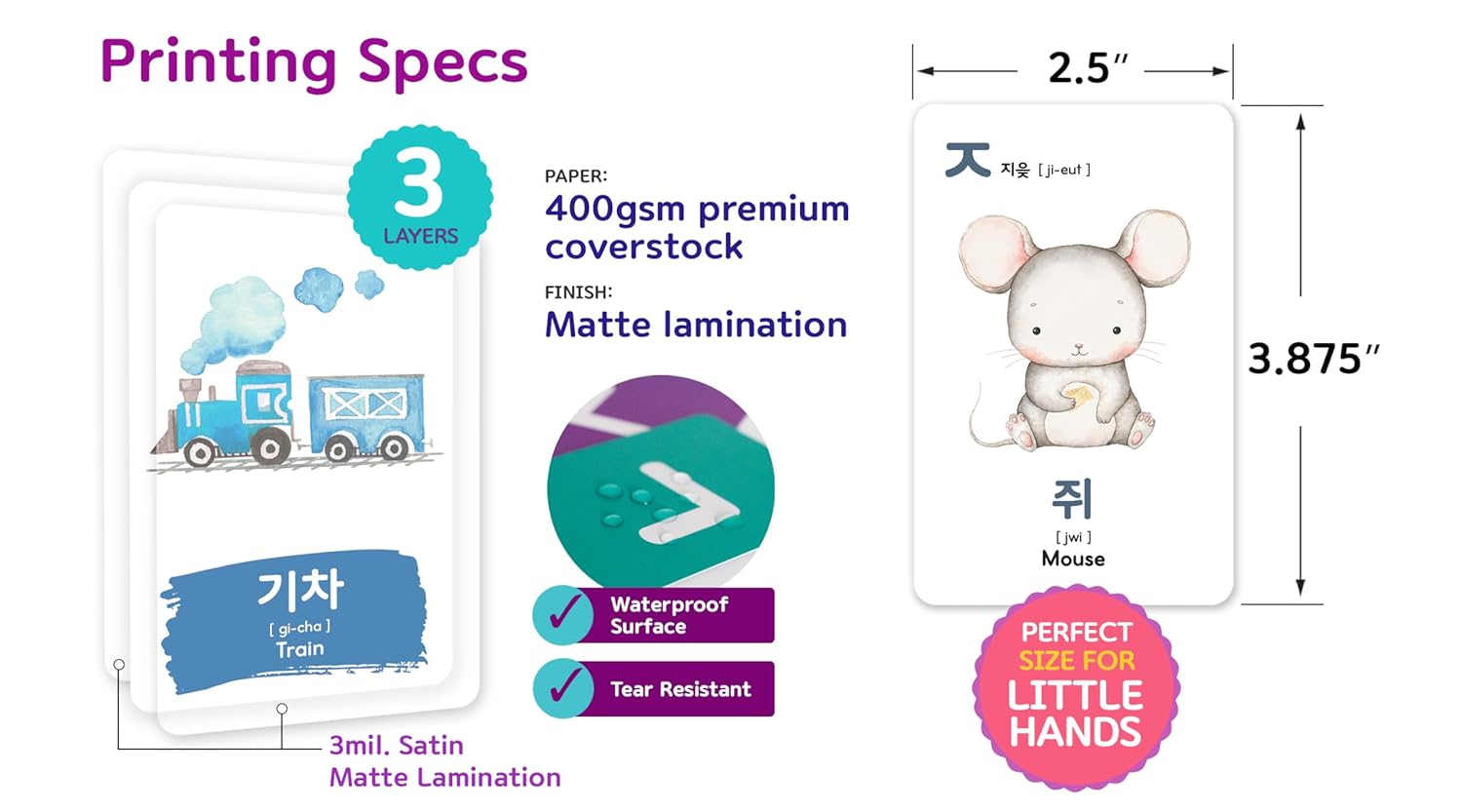 Stellarsol 2 Pack Korean Alphabet Flashcards for Toddlers
