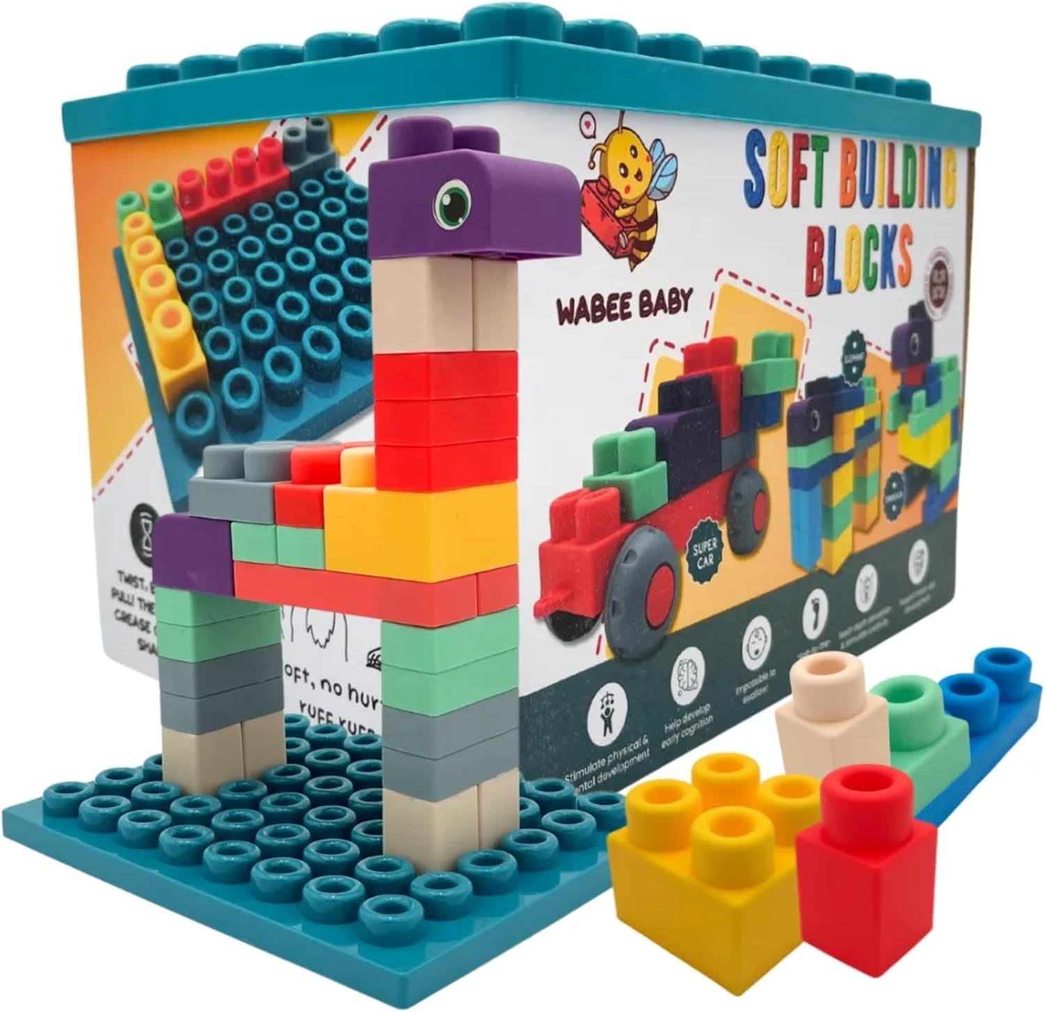 WaBee Baby Big Soft Toddler Blocks 40-Piece Set