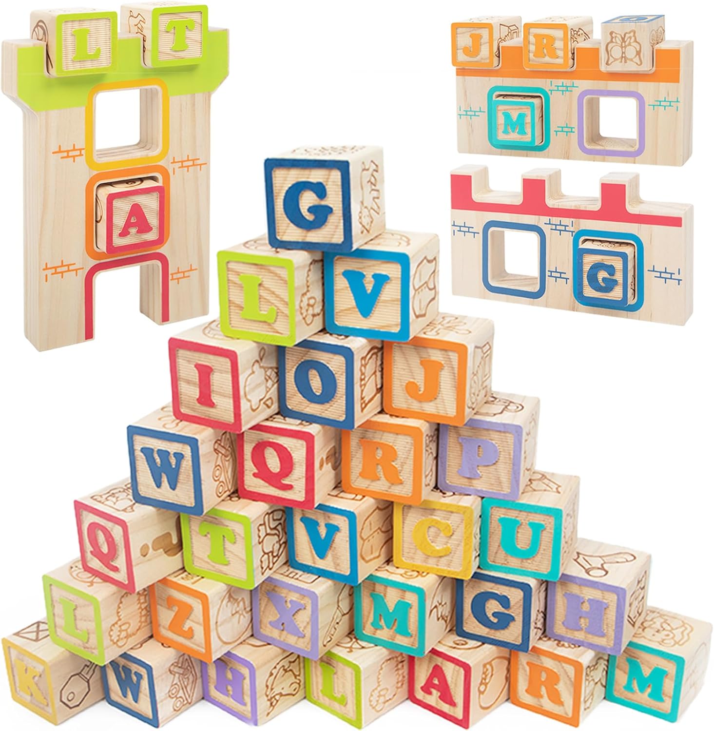 GIRAVO Wooden Blocks for Toddlers 2-3 Learning Set