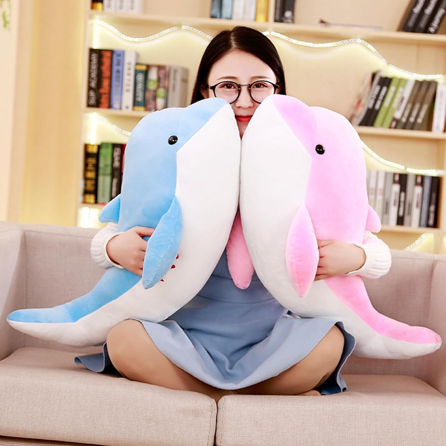 LVPU 2pcs Dolphin Plush Toys Soft Pillows for Kids