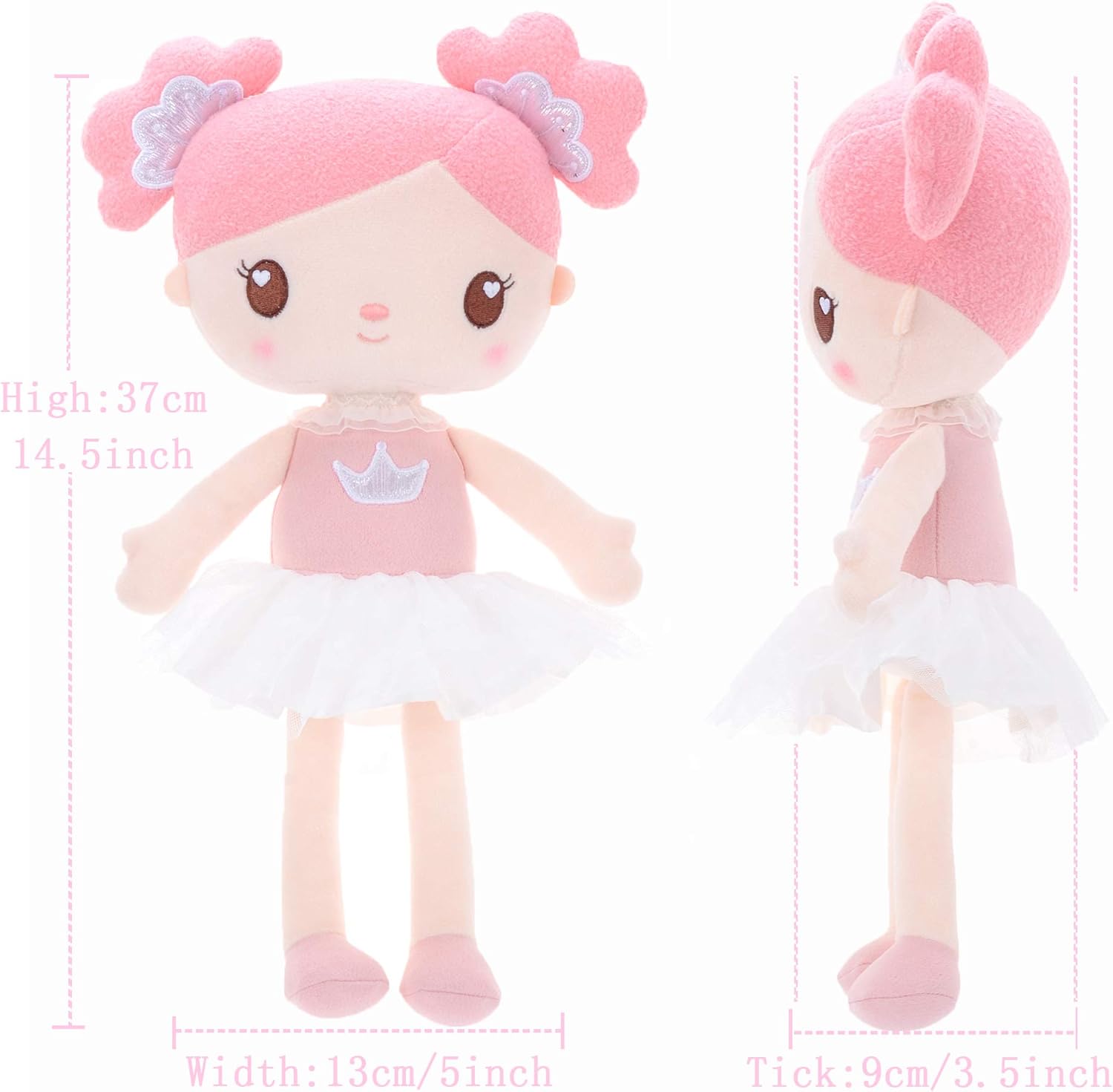 Gloveleya 15 Inch Plush Candy Girl Pink Stuffed Doll with Gift Bag
