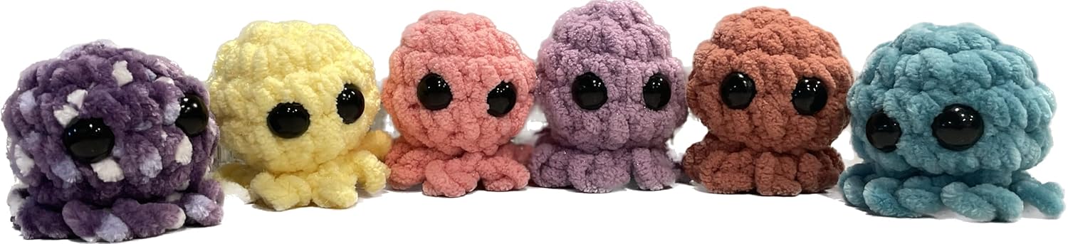 Handmade Octopus Amigurumi Plush Toy Purple Mommy Baby Pair