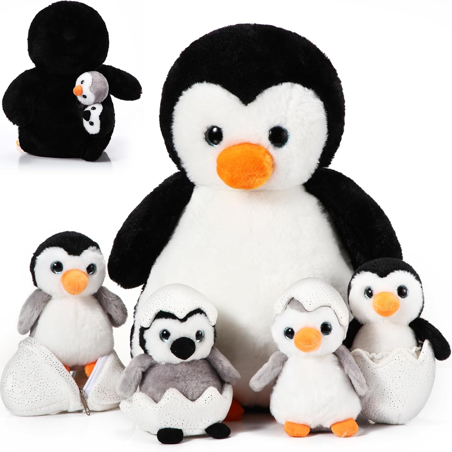 Aoriher 7 Pcs Penguin Plush Set with Mommy and Babies 1