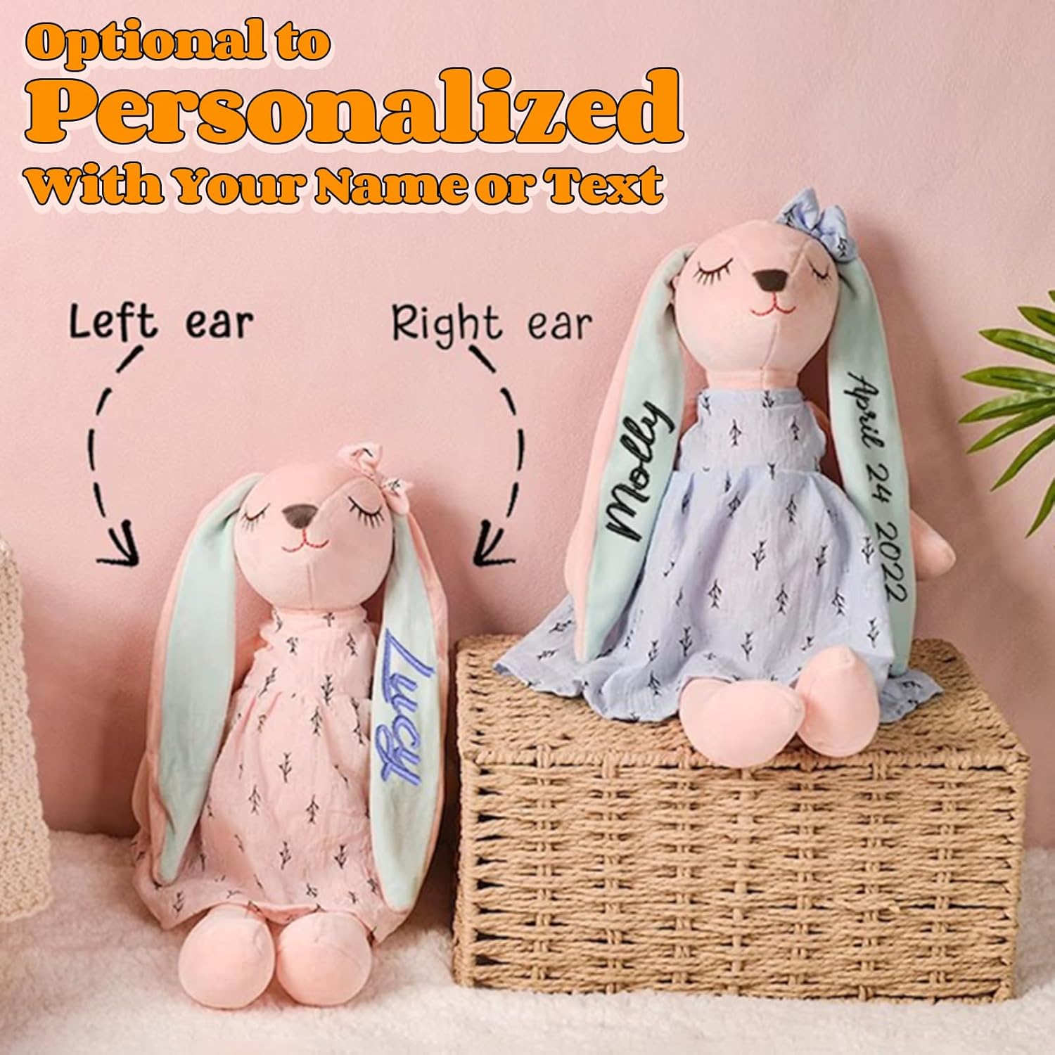 Personalized Blue Bunny Doll with Long Ears