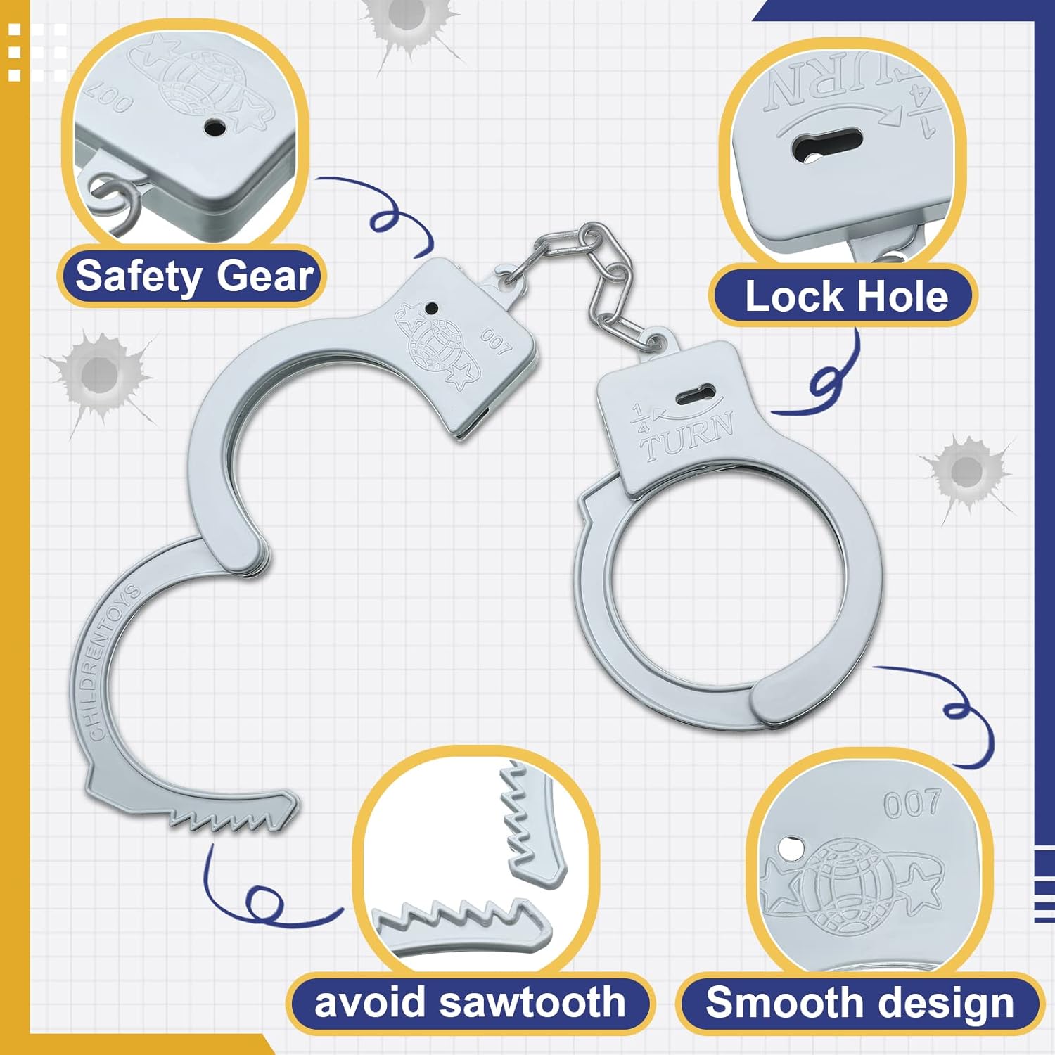 Junkin Plastic Handcuffs Toy with Safety Keys 50 Sets